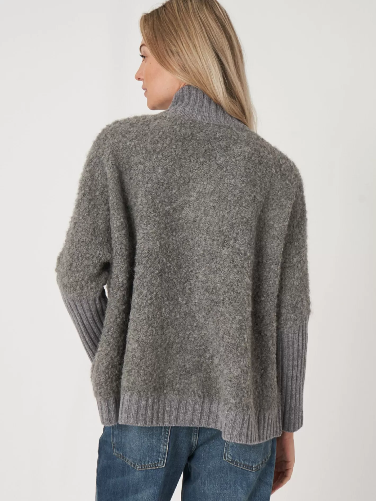 Cardigans<REPEAT cashmere Italian Yarn Zip Up Cardigan With Pockets Grey