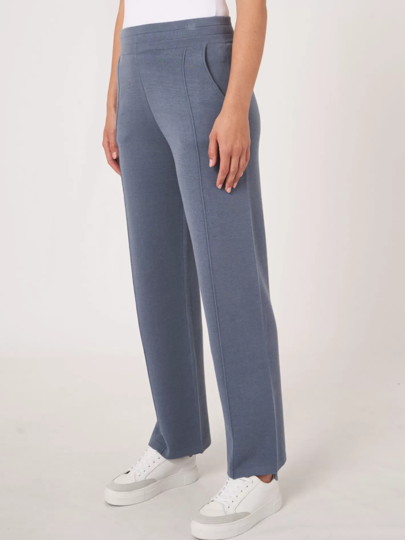 Pants<REPEAT cashmere Knitted Cotton Blend Lounge Pants Denim