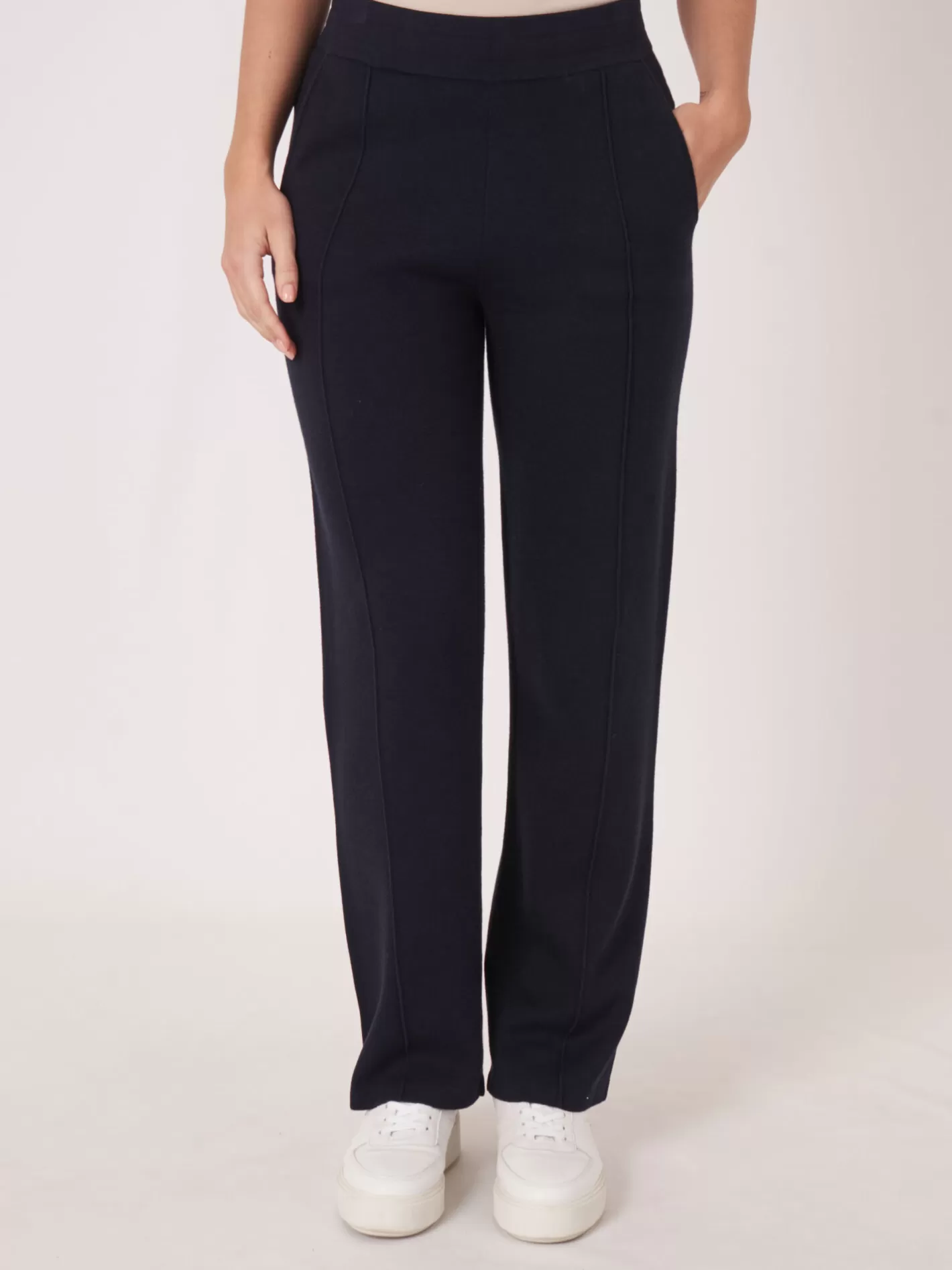 Pants<REPEAT cashmere Knitted Cotton Blend Lounge Pants Navy