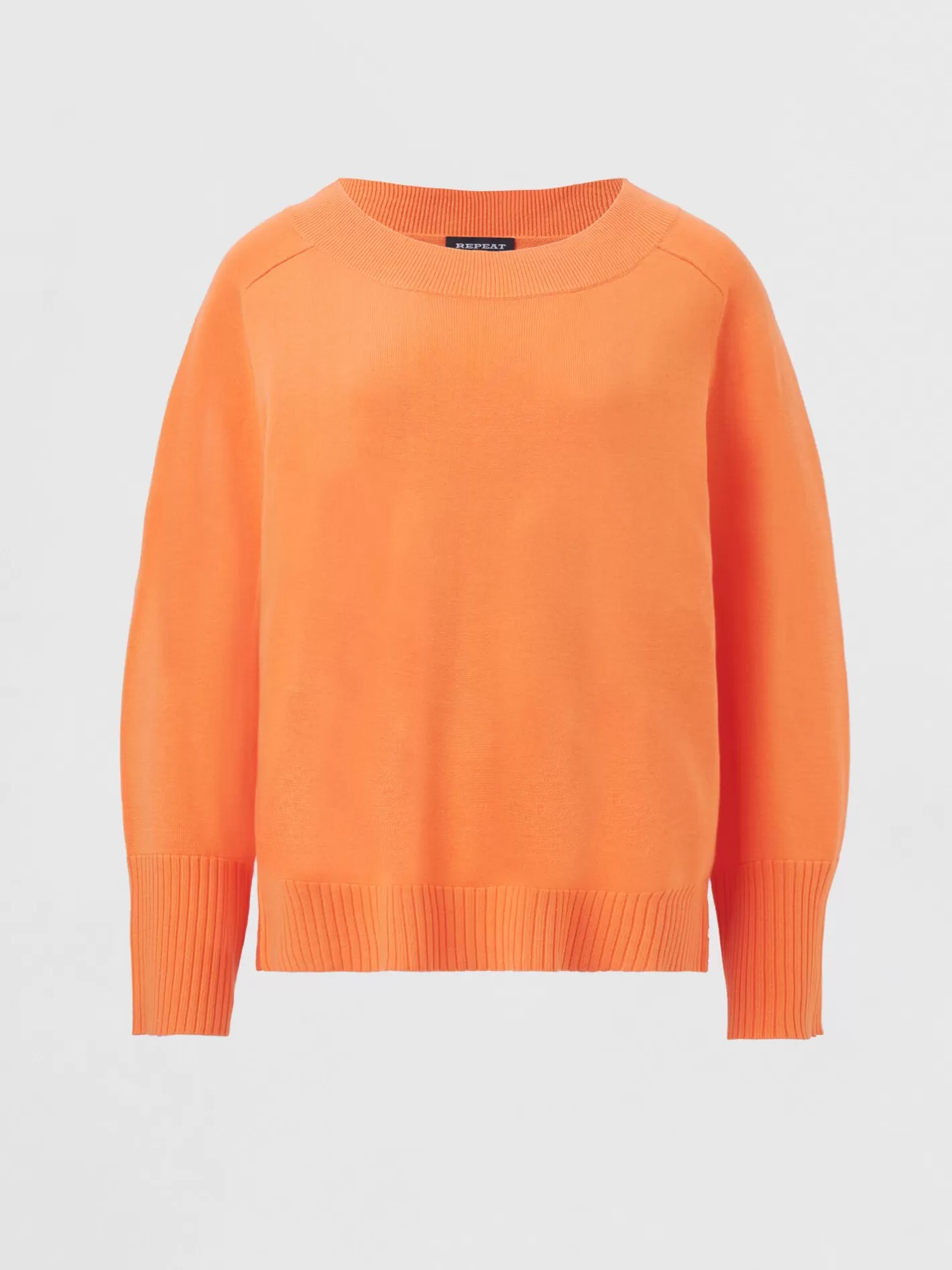 Sweaters<REPEAT cashmere Knitted Sweater With Wide Ribbed Hem Papaya