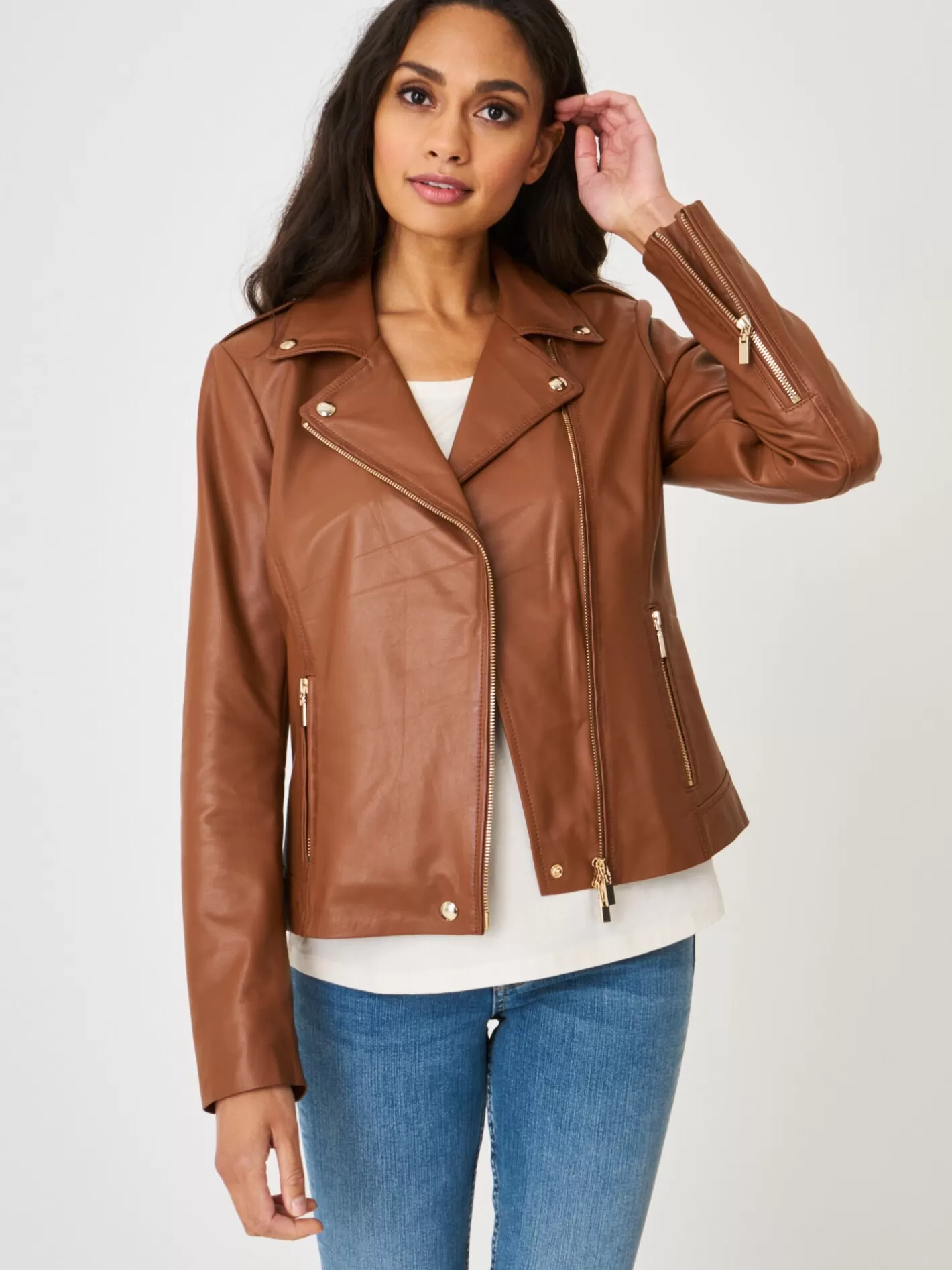 Leather<REPEAT cashmere Leather Biker Jacket Hazel