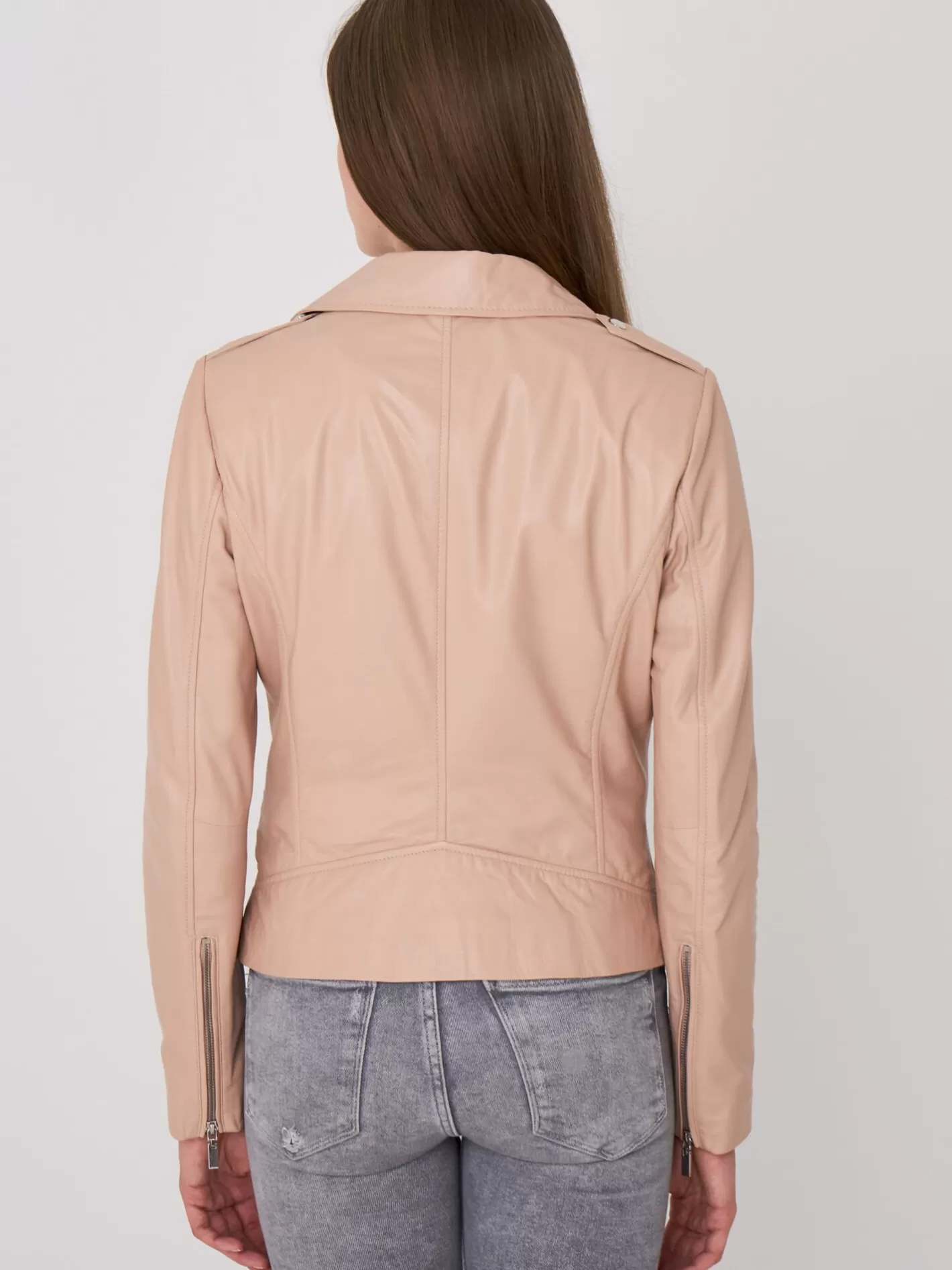 Leather<REPEAT cashmere Leather Biker Jacket Nude