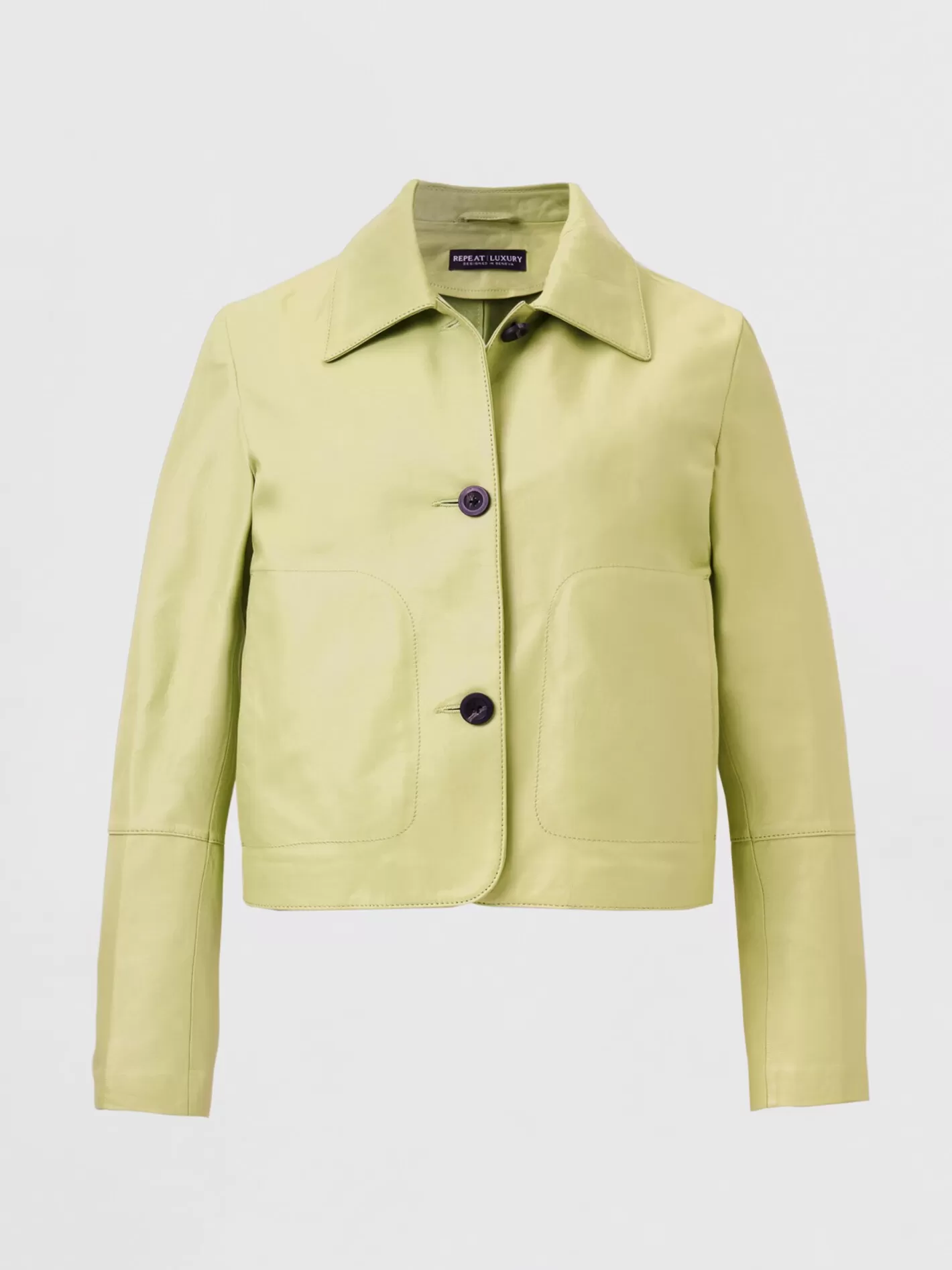 Repeats Favorites<REPEAT cashmere Leather Jacket With Buttons Jade