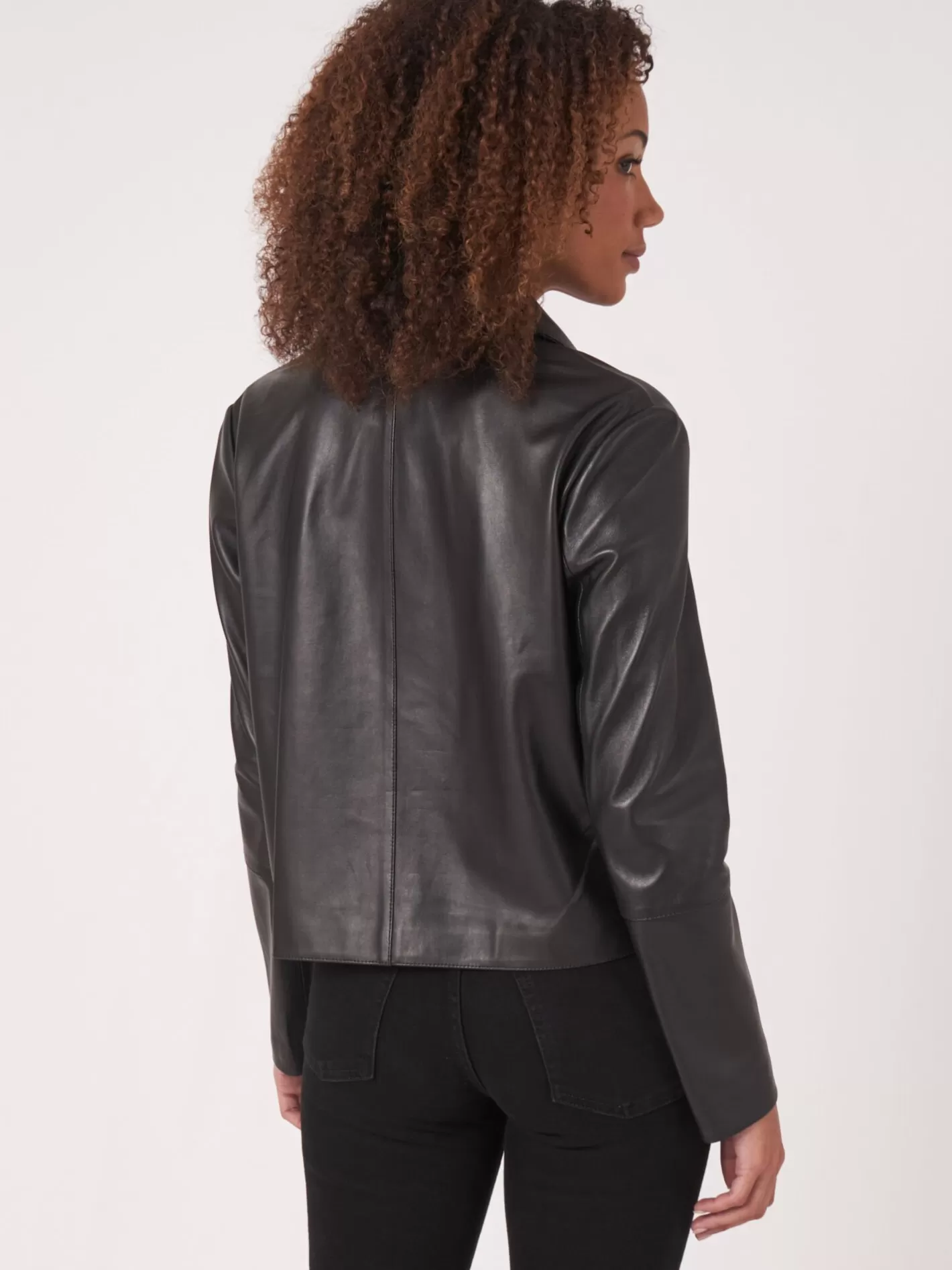 Leather<REPEAT cashmere Leather Jacket With Buttons Black