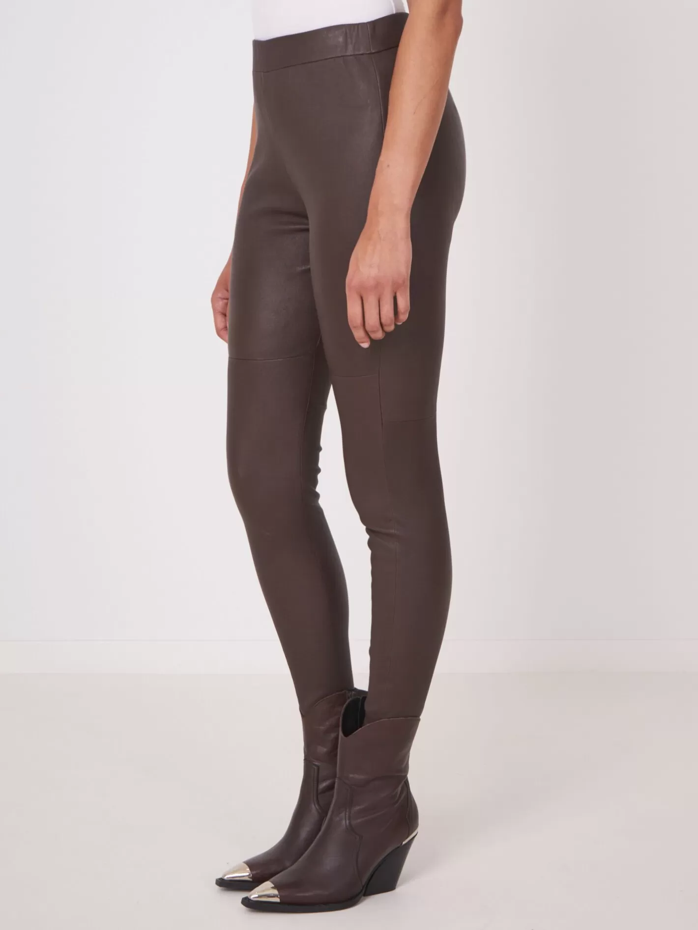 Leather<REPEAT cashmere Leather Leggings Dark Brown