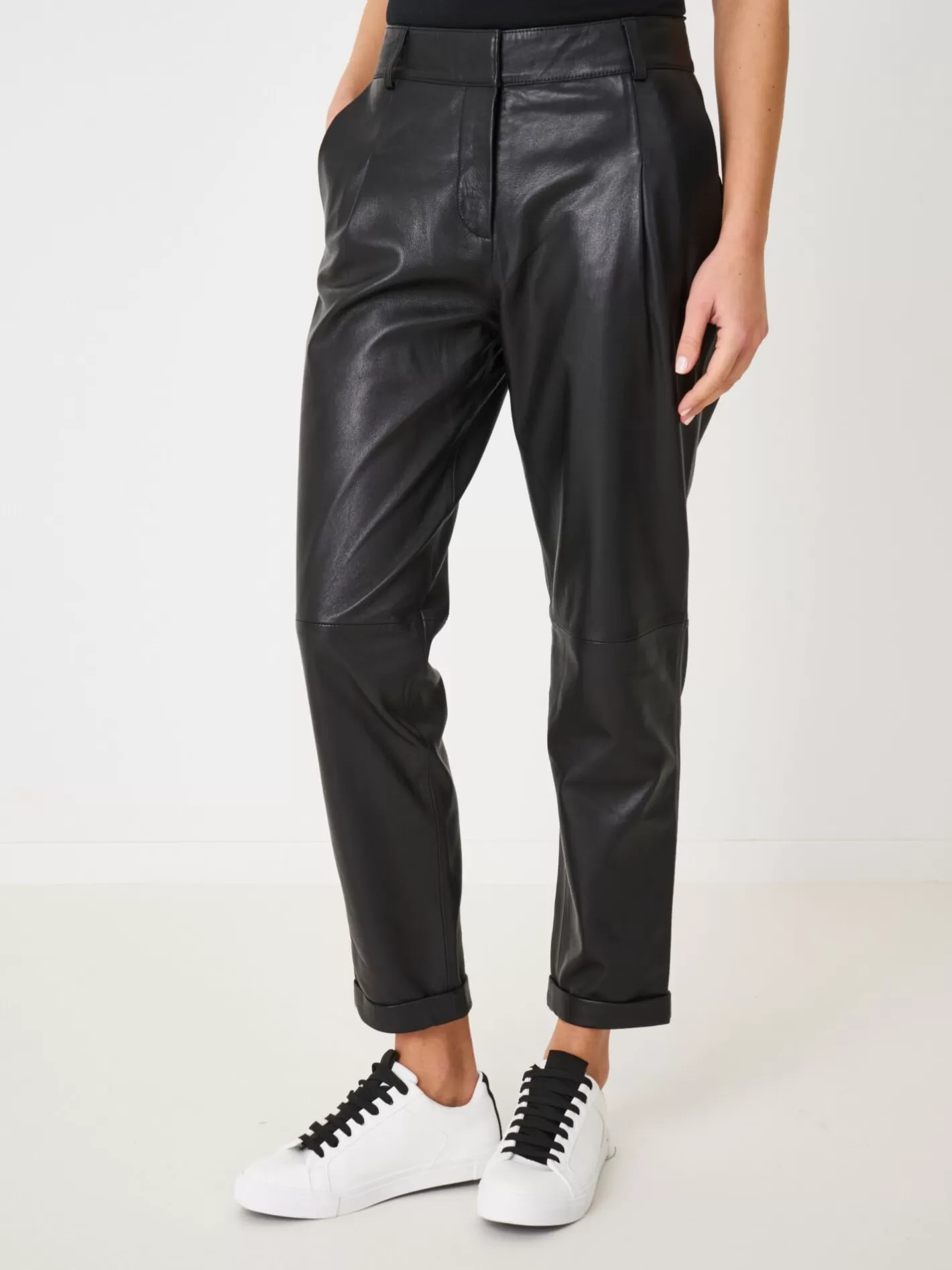 Leather<REPEAT cashmere Leather Trousers Black