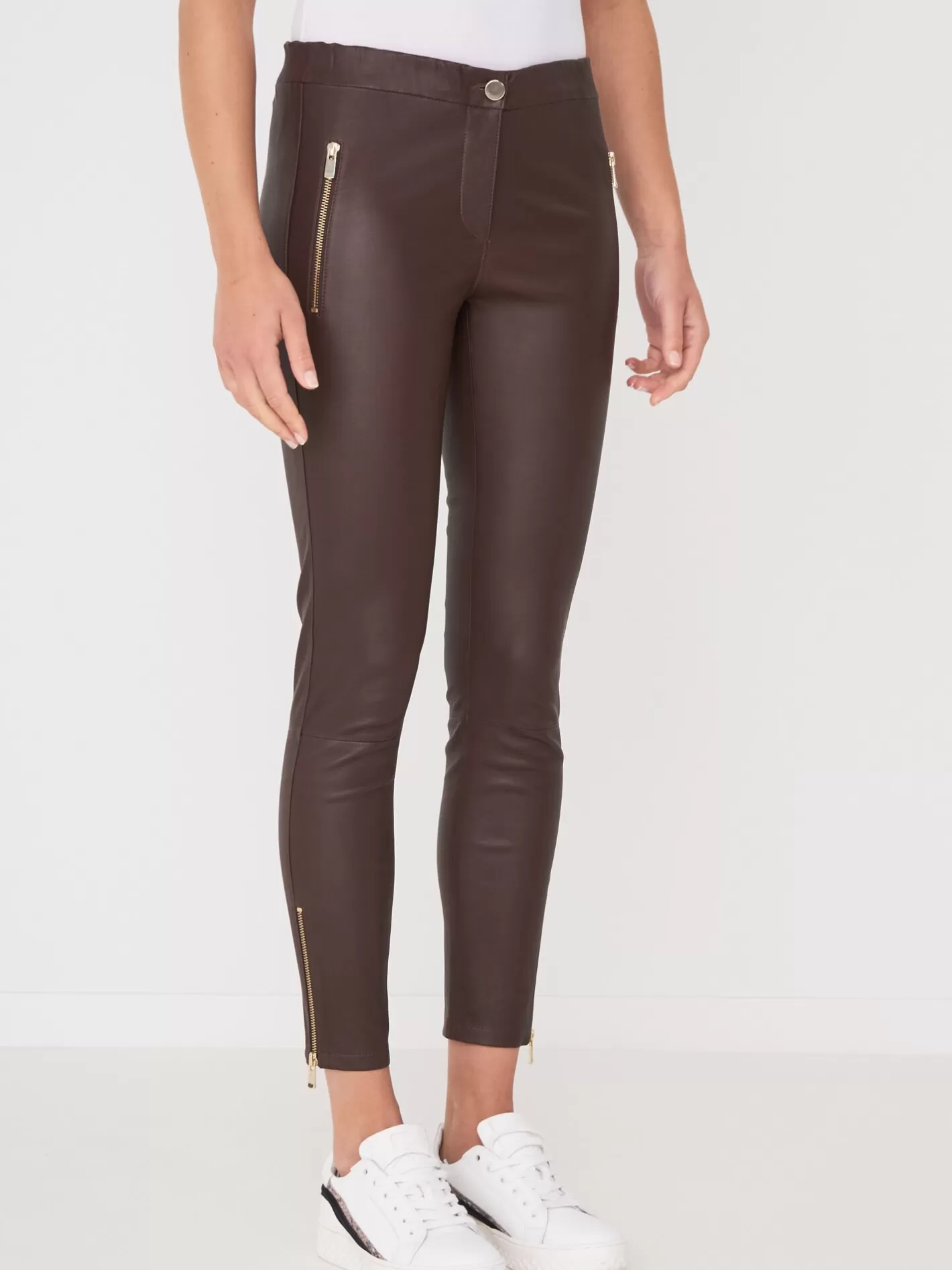 Leather<REPEAT cashmere Leather Trousers Marone