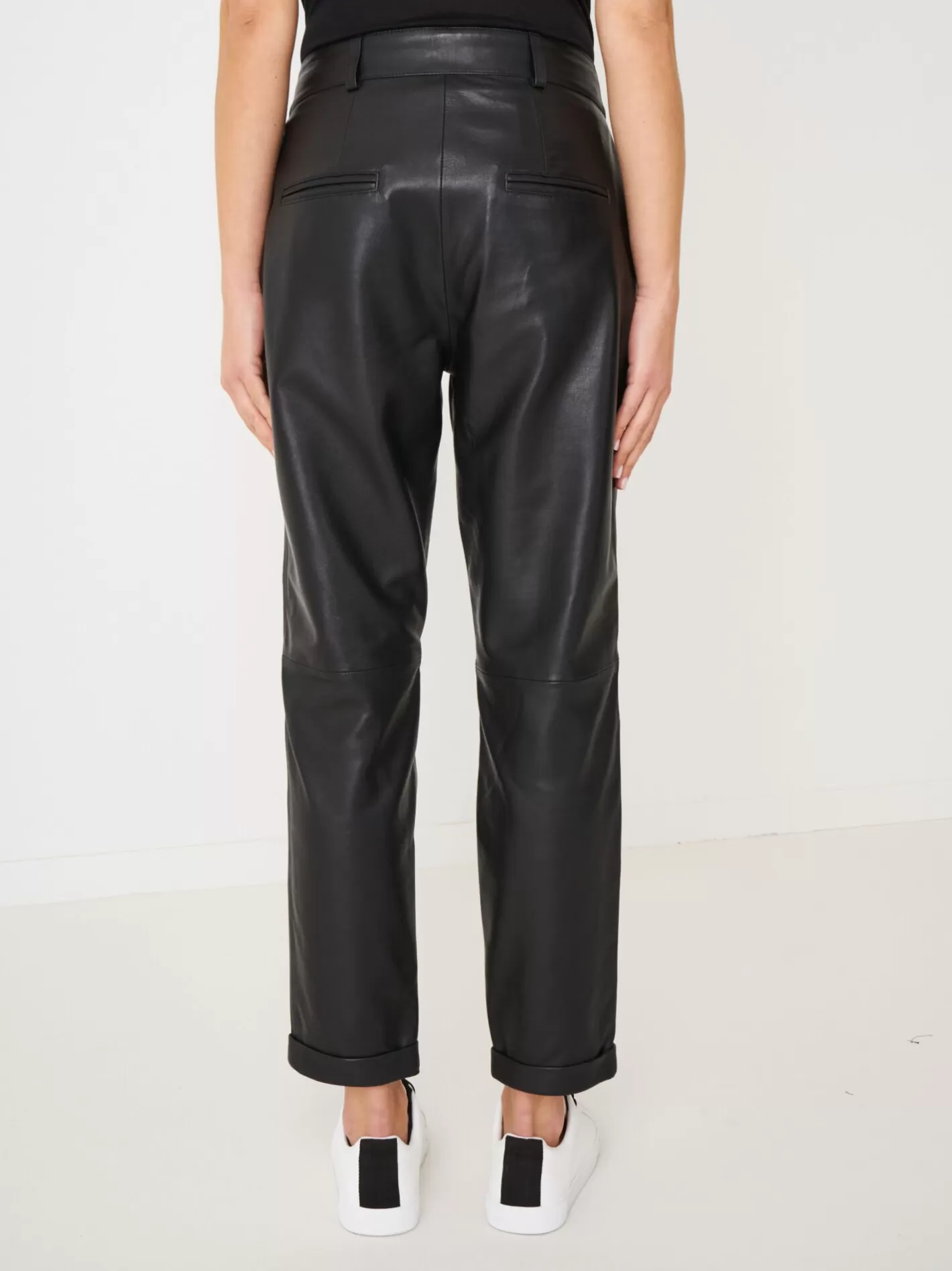 Leather<REPEAT cashmere Leather Trousers Black