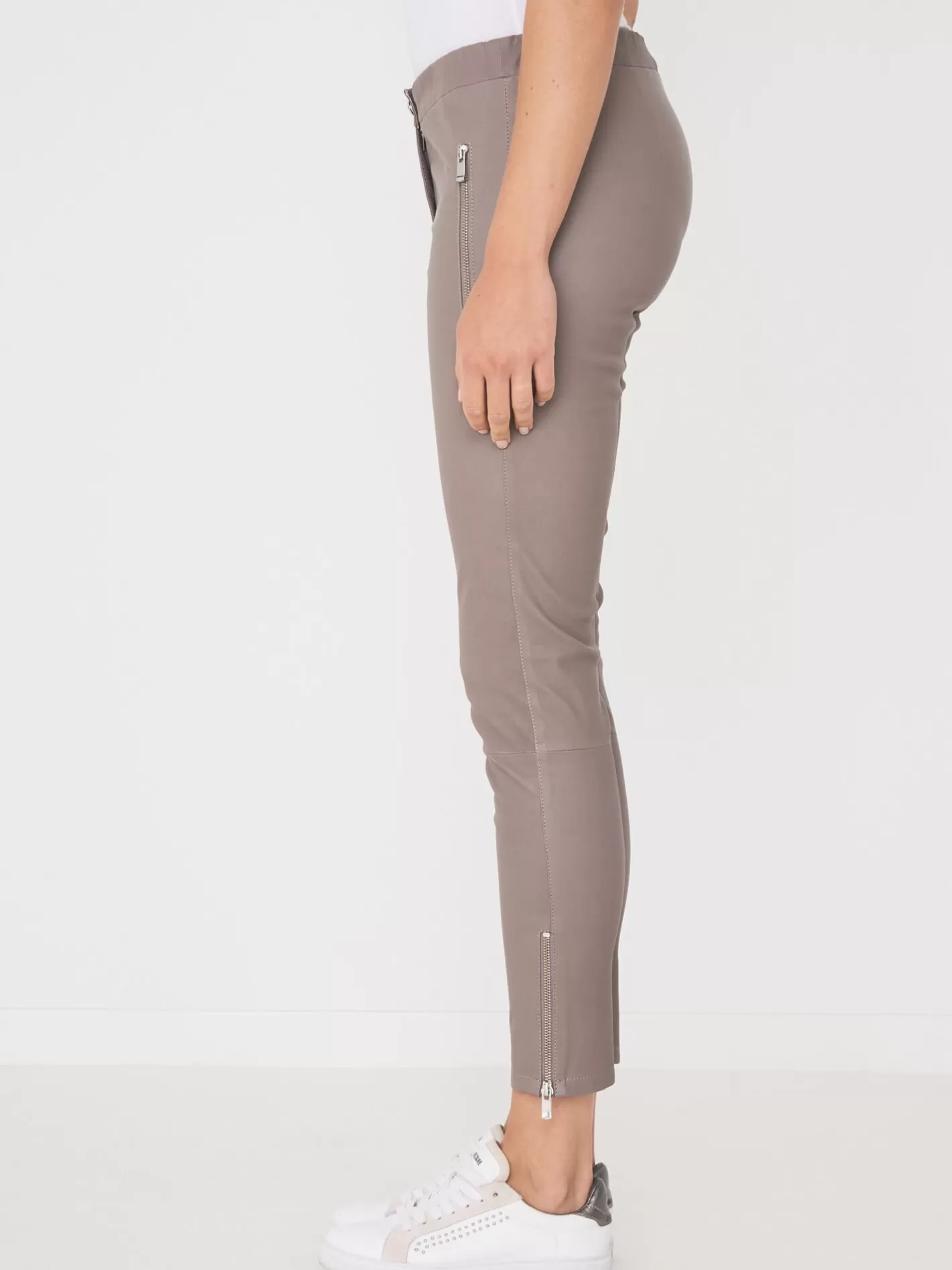 Leather<REPEAT cashmere Leather Trousers Taupe