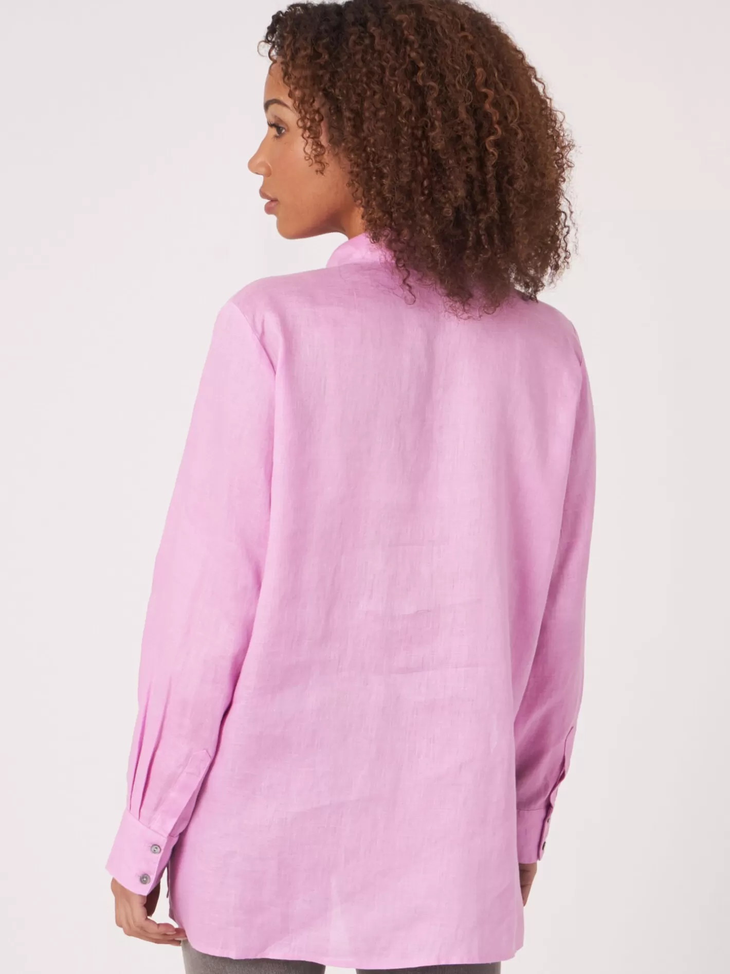 Blouses<REPEAT cashmere Linen Shirt With Ruffle Orchid