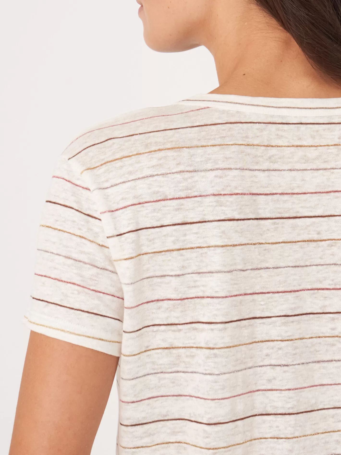 Tops<REPEAT cashmere Linen T-Shirt With Stripes Multicolor