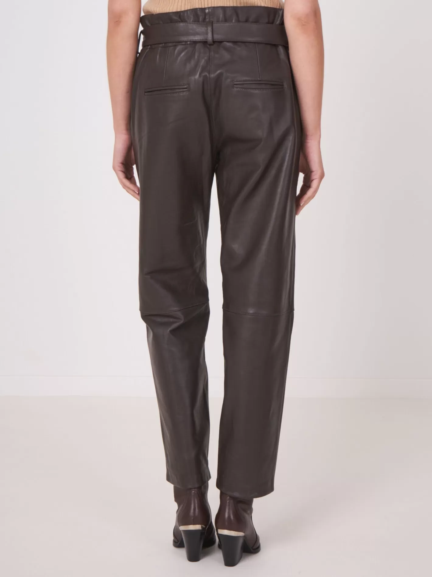 Leather<REPEAT cashmere Loose Fit Leather Pants With Waist Band Morro