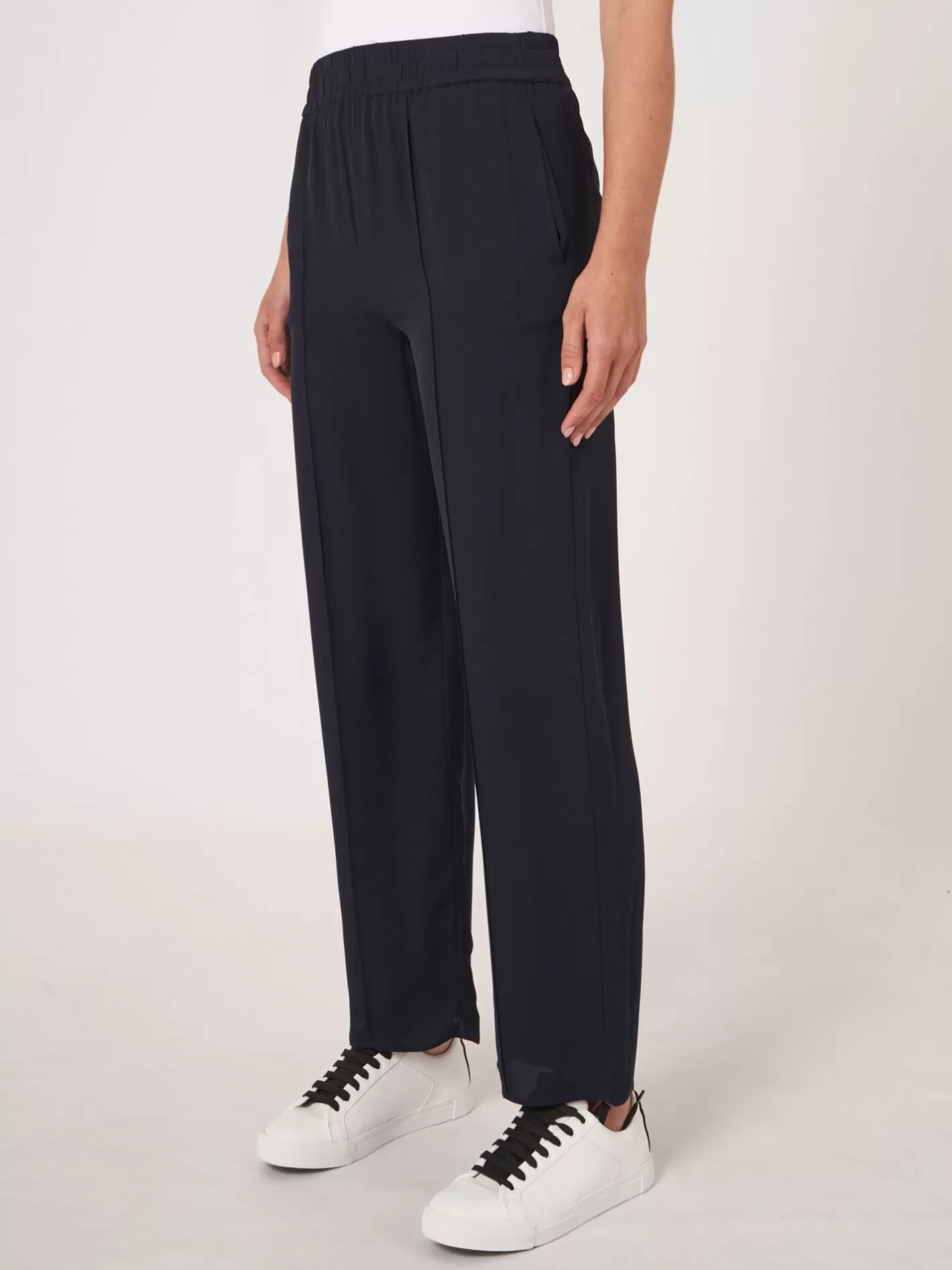 Pants<REPEAT cashmere Loose Fit Silk Pants Navy