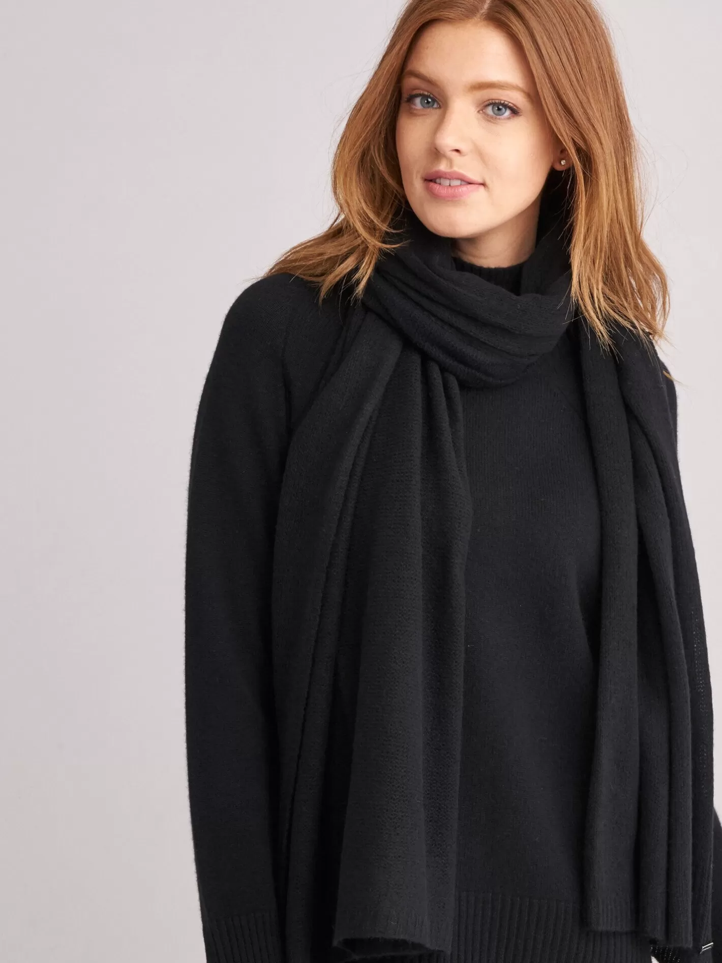 Organic Cashmere<REPEAT cashmere Loose Knit Organic Cashmere Scarf With Rib Details Black