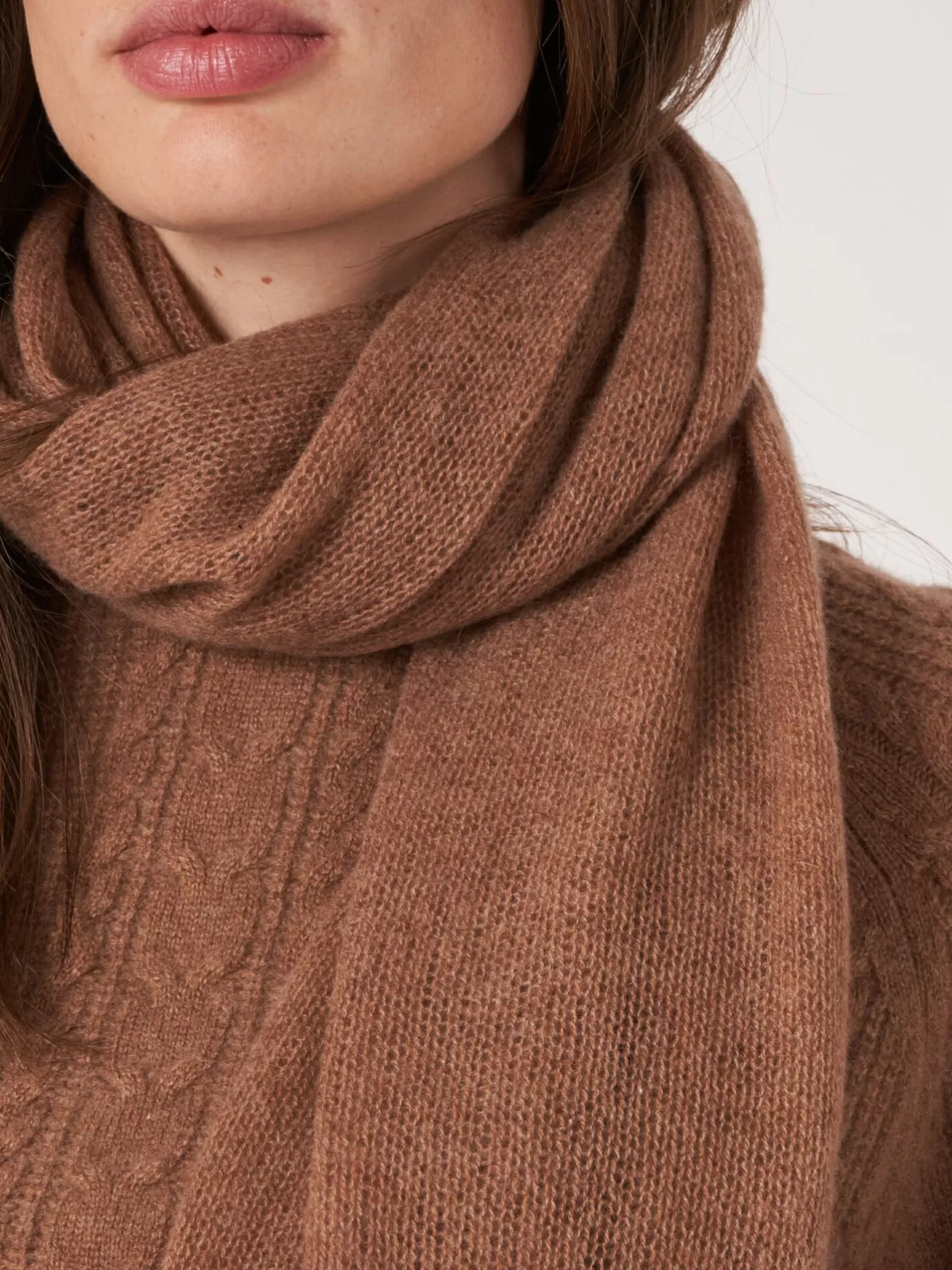 Scarves<REPEAT cashmere Loose Knit Organic Cashmere Scarf With Rib Details Hazel