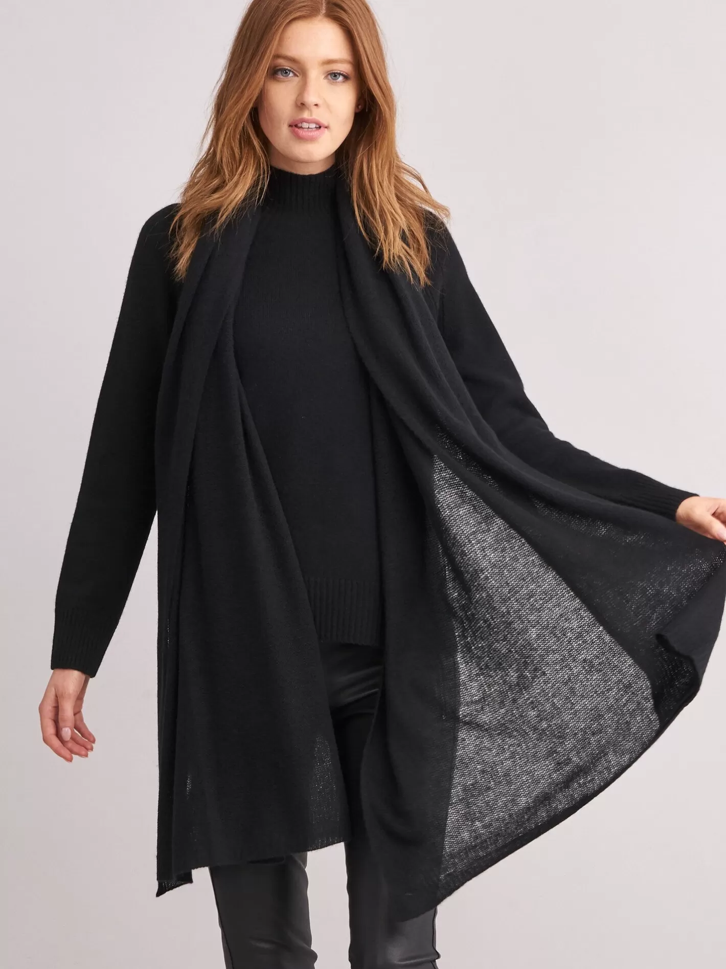 Organic Cashmere<REPEAT cashmere Loose Knit Organic Cashmere Scarf With Rib Details Black