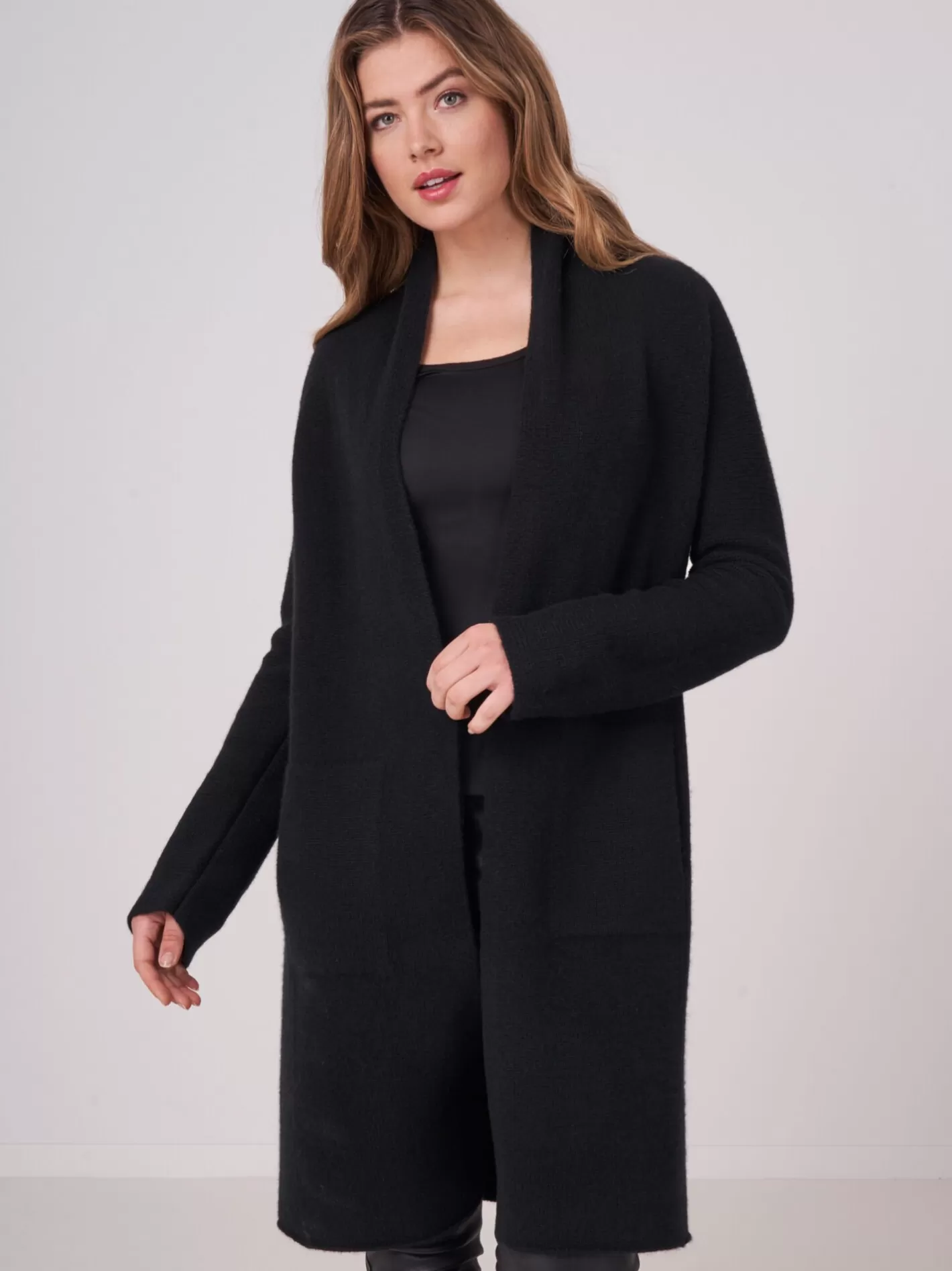 Cardigans<REPEAT cashmere Luxurious Chunky Knit Cashmere Cardigan Black