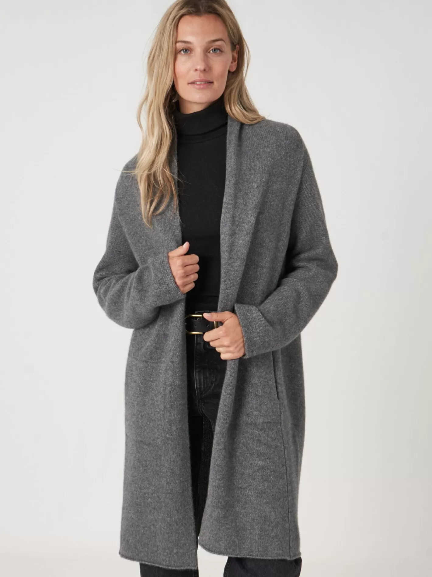 Cardigans<REPEAT cashmere Luxurious Chunky Knit Cashmere Cardigan Med Grey