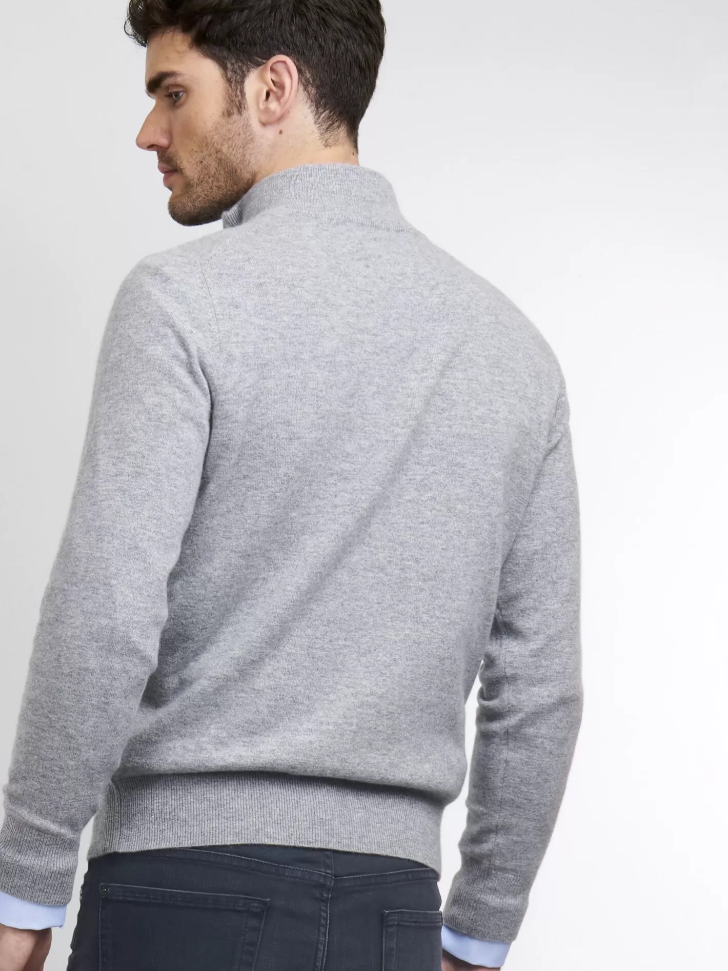 Sweaters<REPEAT cashmere Men's Cashmere Half-Zip Sweater Light Grey