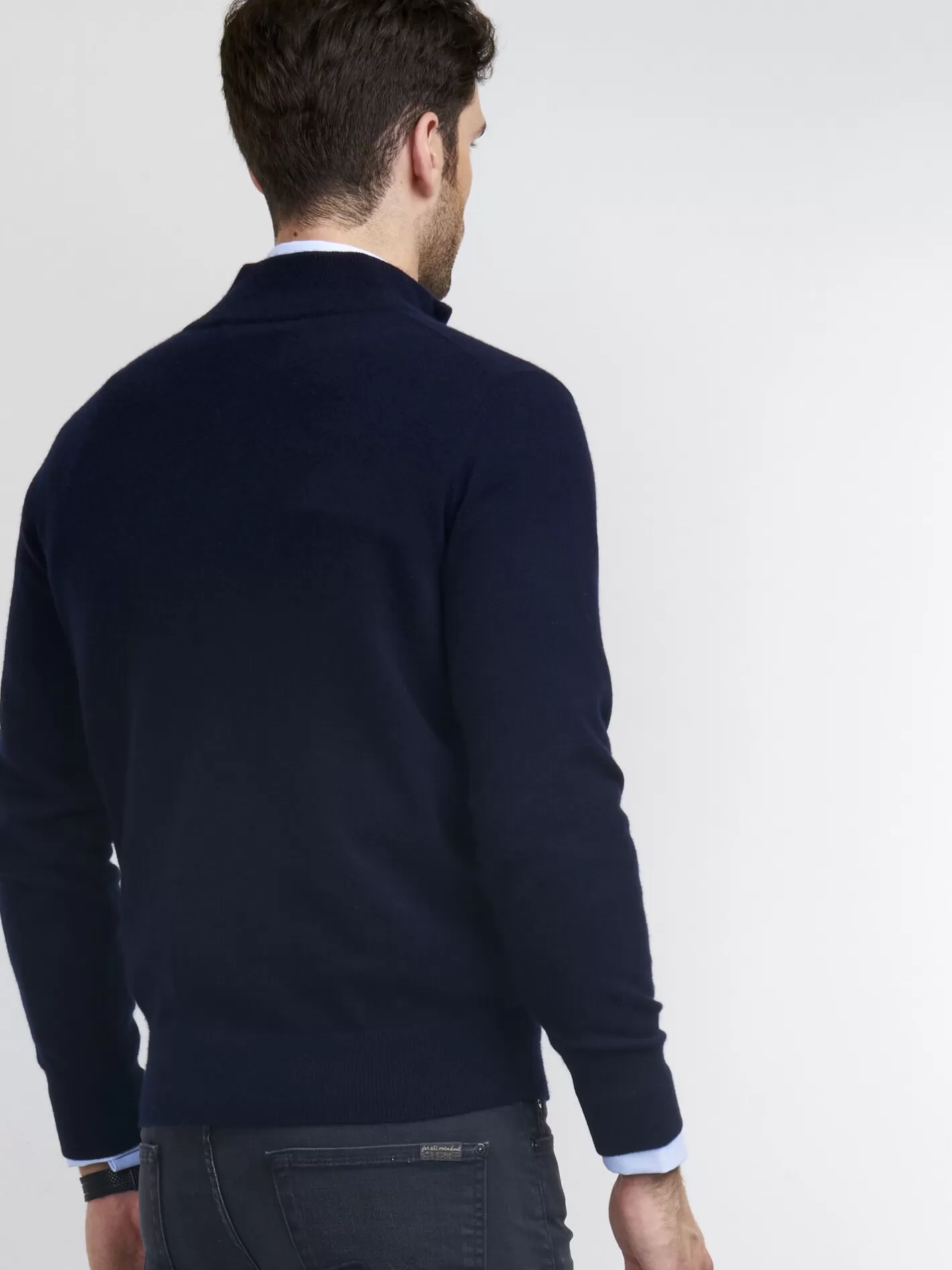 Sweaters<REPEAT cashmere Men's Cashmere Half-Zip Sweater Navy