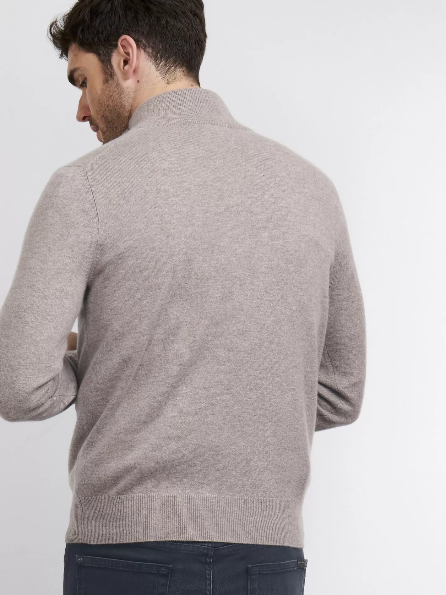 Sweaters<REPEAT cashmere Men's Cashmere Half-Zip Sweater Sand