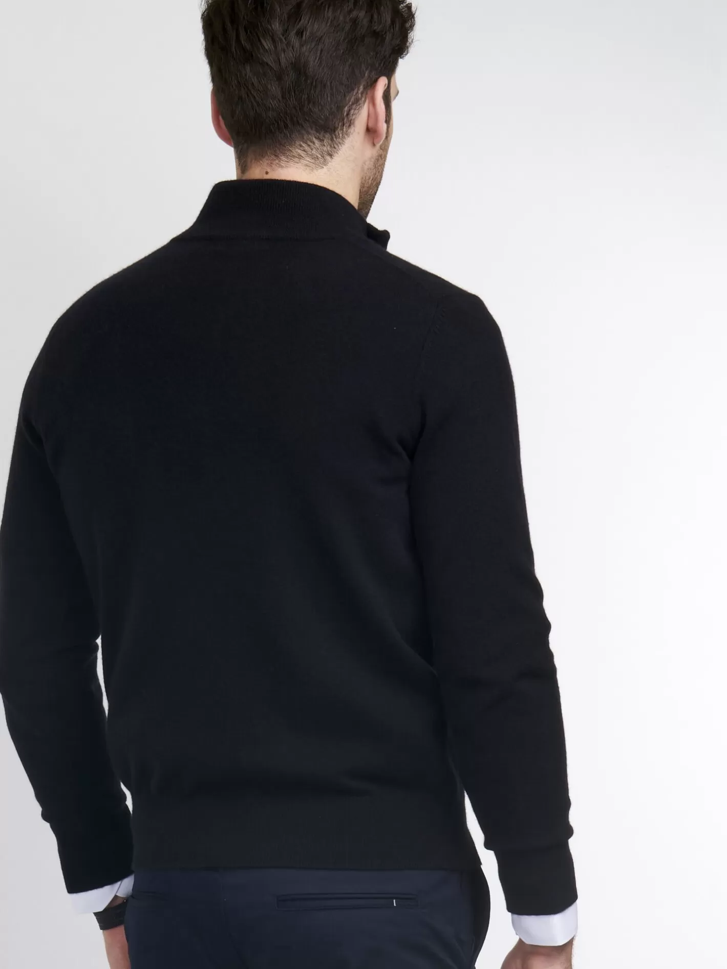 Sweaters<REPEAT cashmere Men's Cashmere Half-Zip Sweater Black