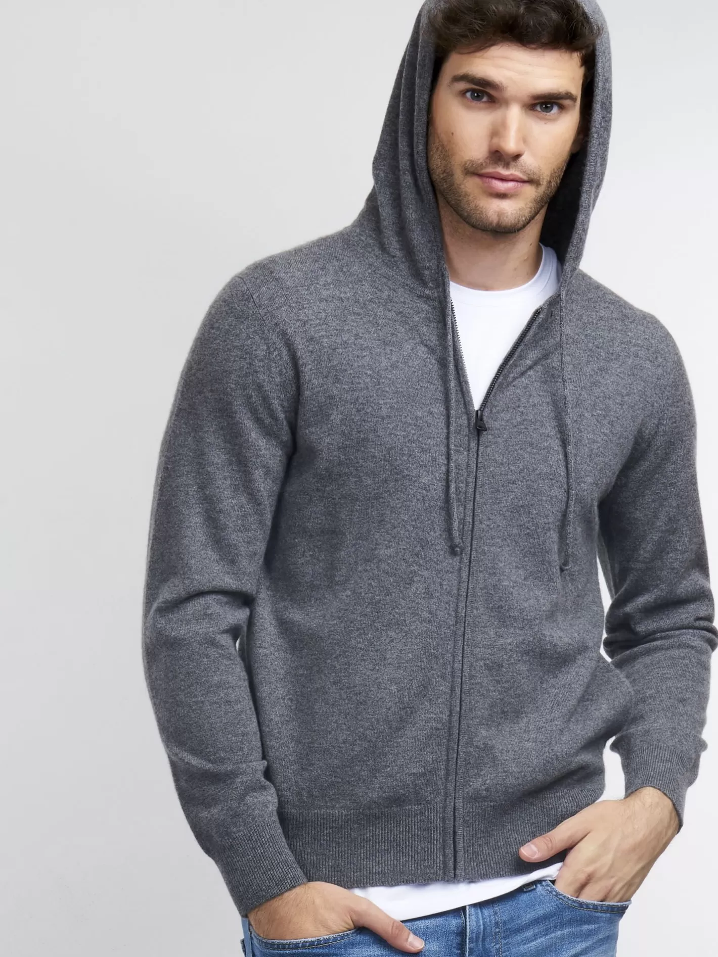 Cardigans<REPEAT cashmere Men's Cashmere Hoodie Med Grey