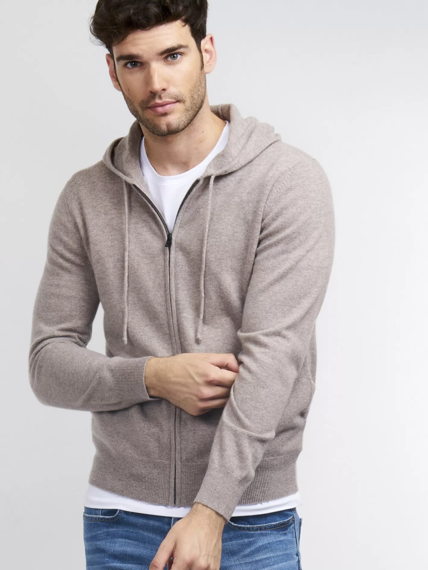 Cardigans<REPEAT cashmere Men's Cashmere Hoodie Sand