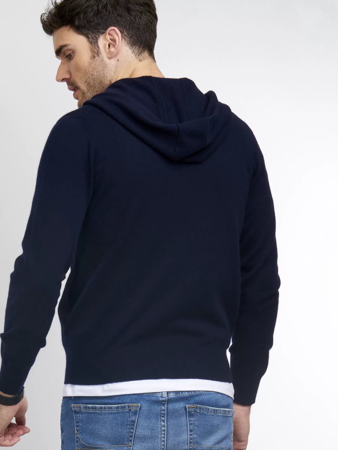 Cardigans<REPEAT cashmere Men's Cashmere Hoodie Navy