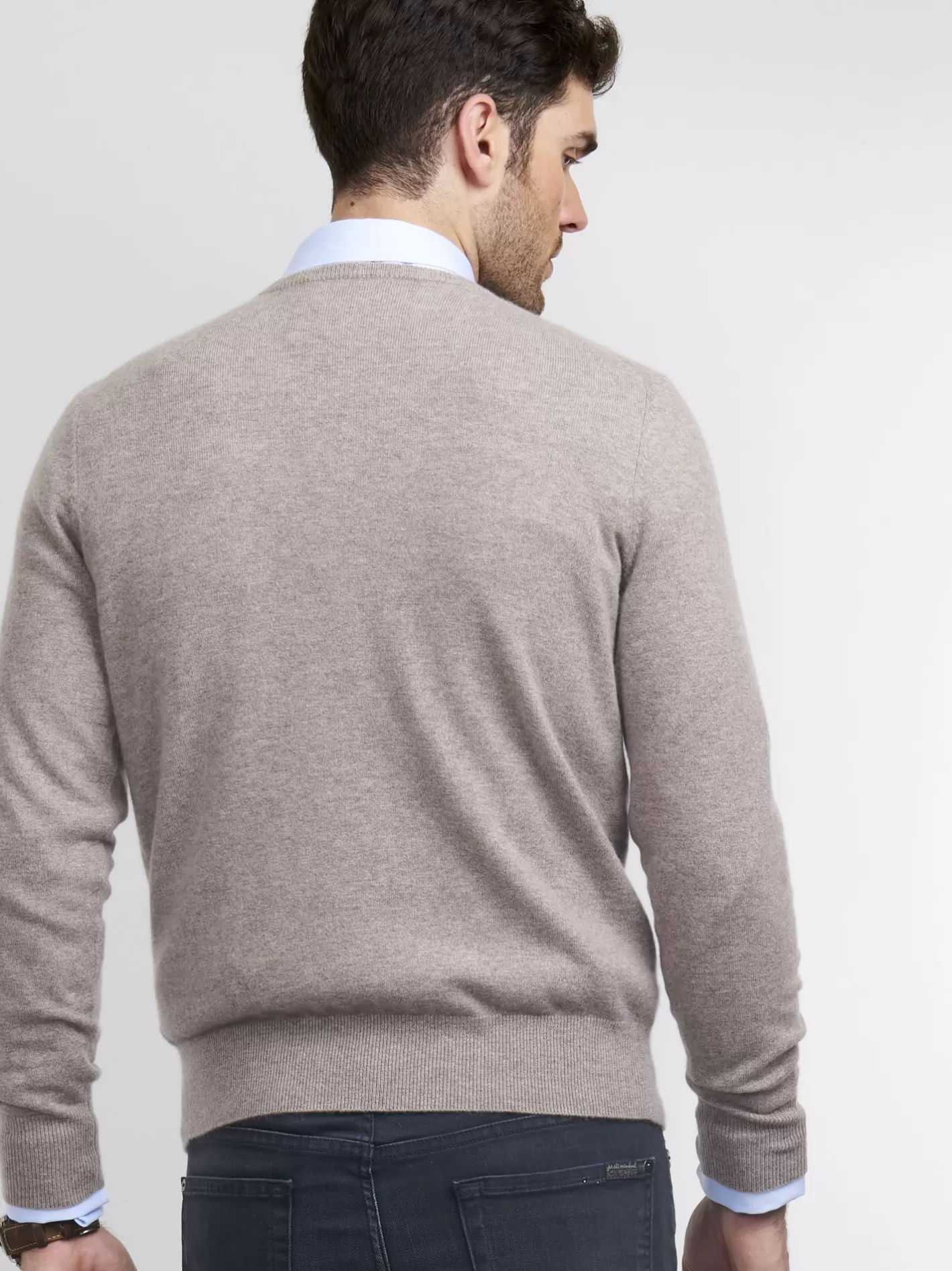 Sweaters<REPEAT cashmere Men's Cashmere Round Neck Sweater Sand