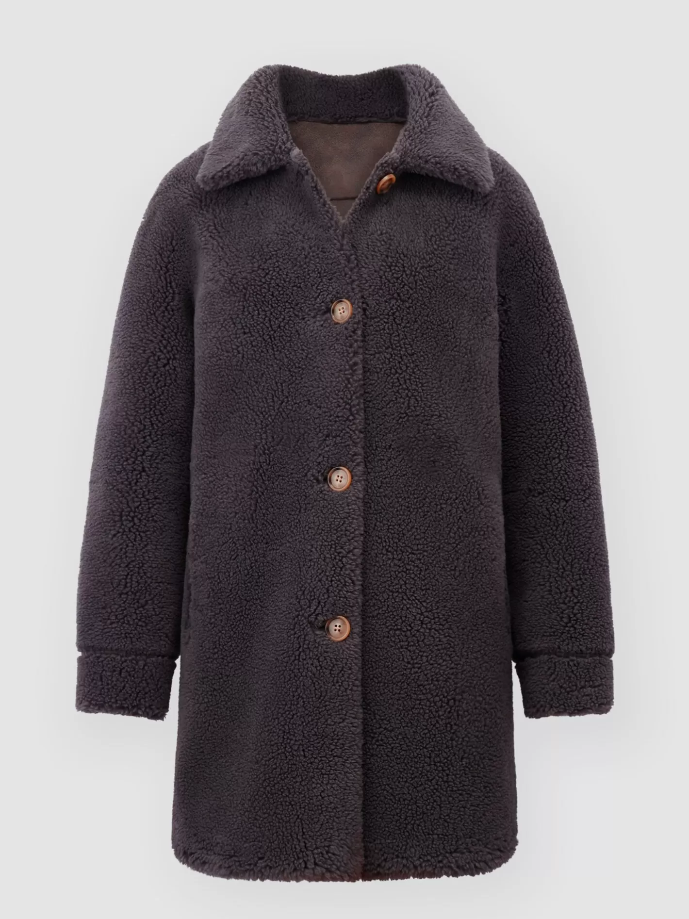 Coats<REPEAT cashmere Mid Length Reversible Faux Shearling Coat Ash