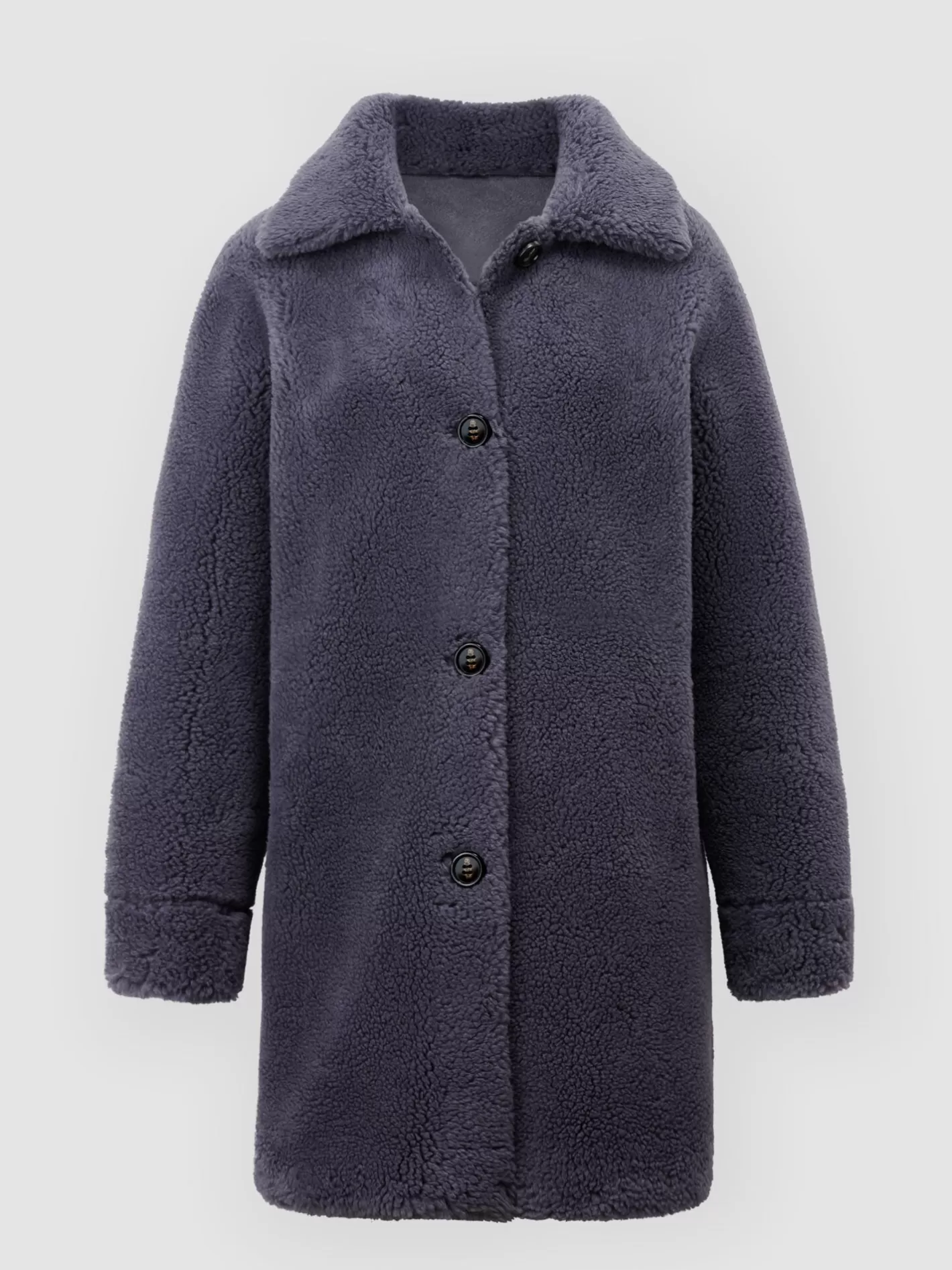 Coats<REPEAT cashmere Mid Length Reversible Faux Shearling Coat Midnight