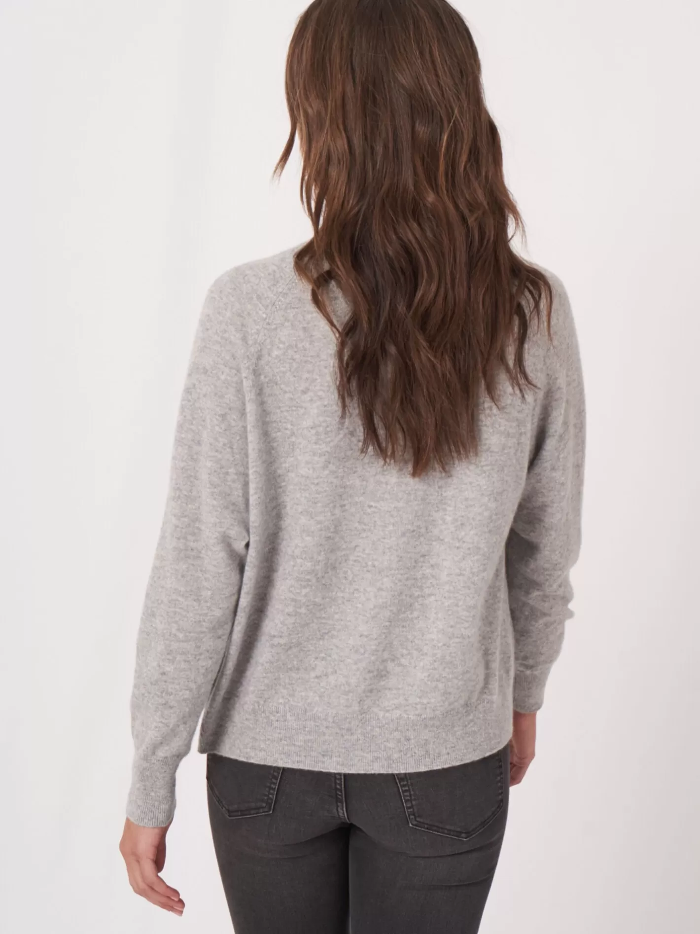 Organic Cashmere<REPEAT cashmere Open Front Cashmere Cardigan With Pockets Silver Grey