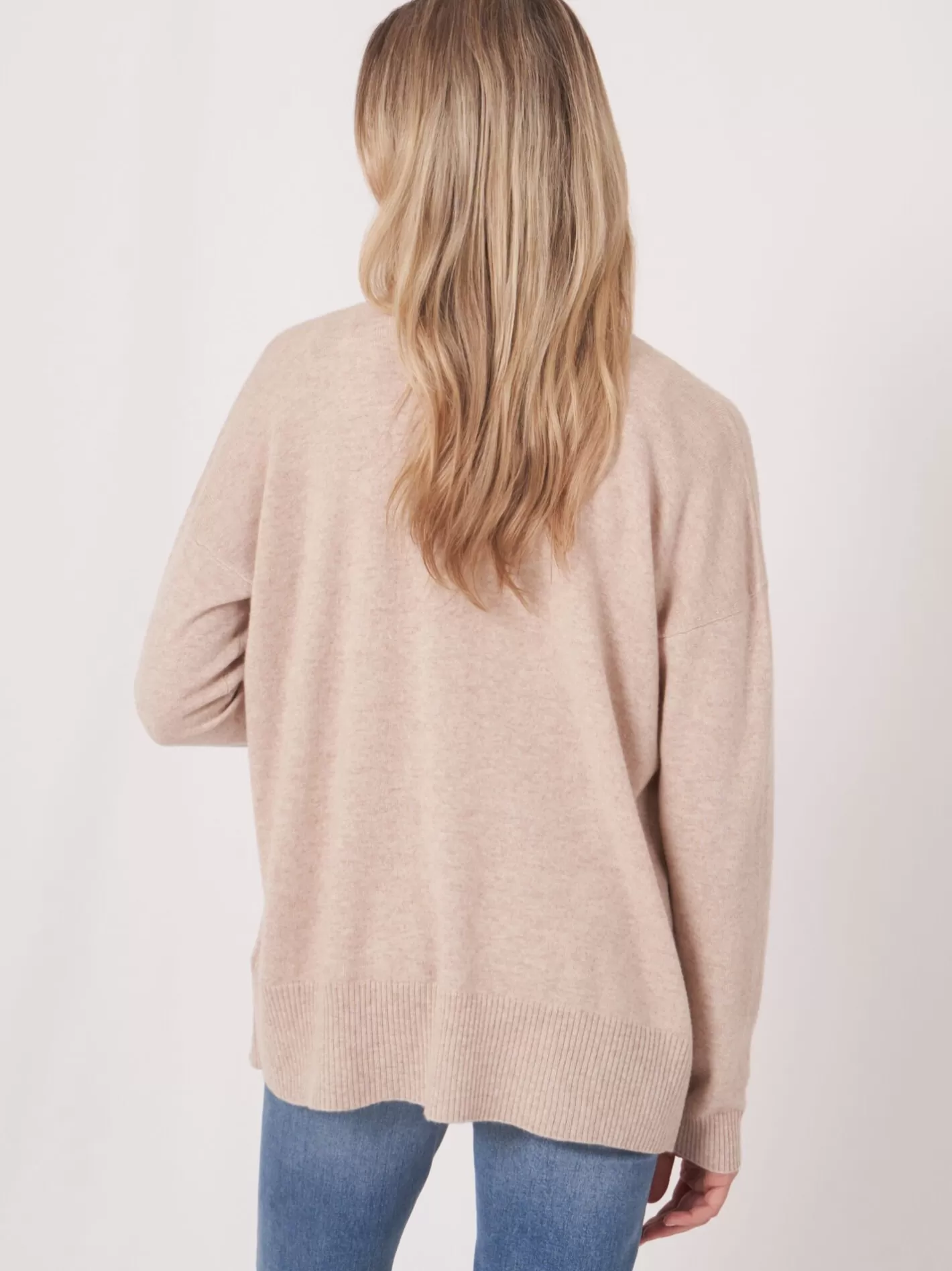 Organic Cashmere<REPEAT cashmere Open Front Cashmere Silk Blend Cardigan With Pockets Beige