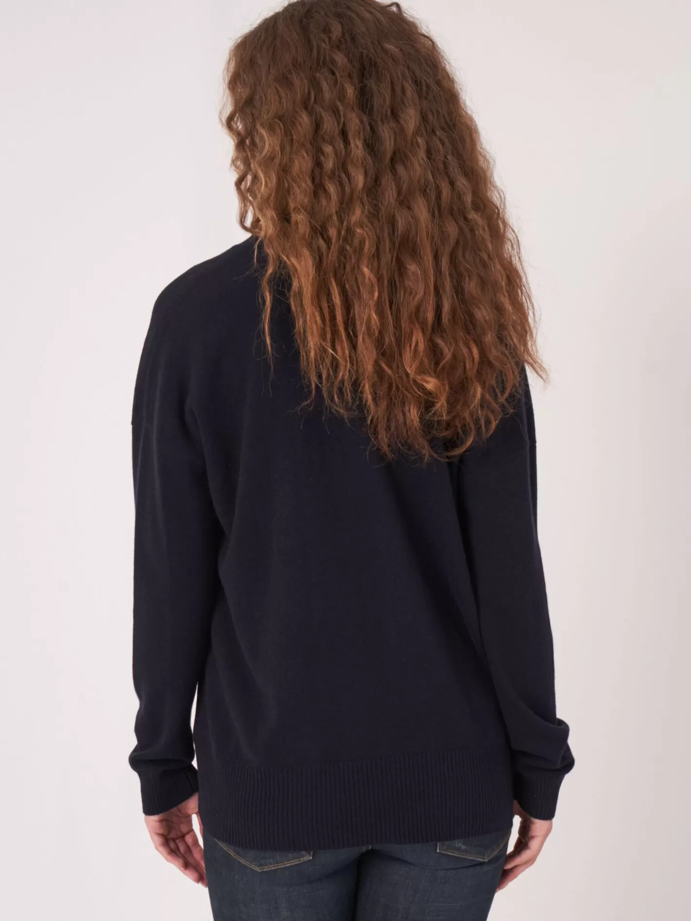 Organic Cashmere<REPEAT cashmere Open Front Cashmere Silk Blend Cardigan With Pockets Navy