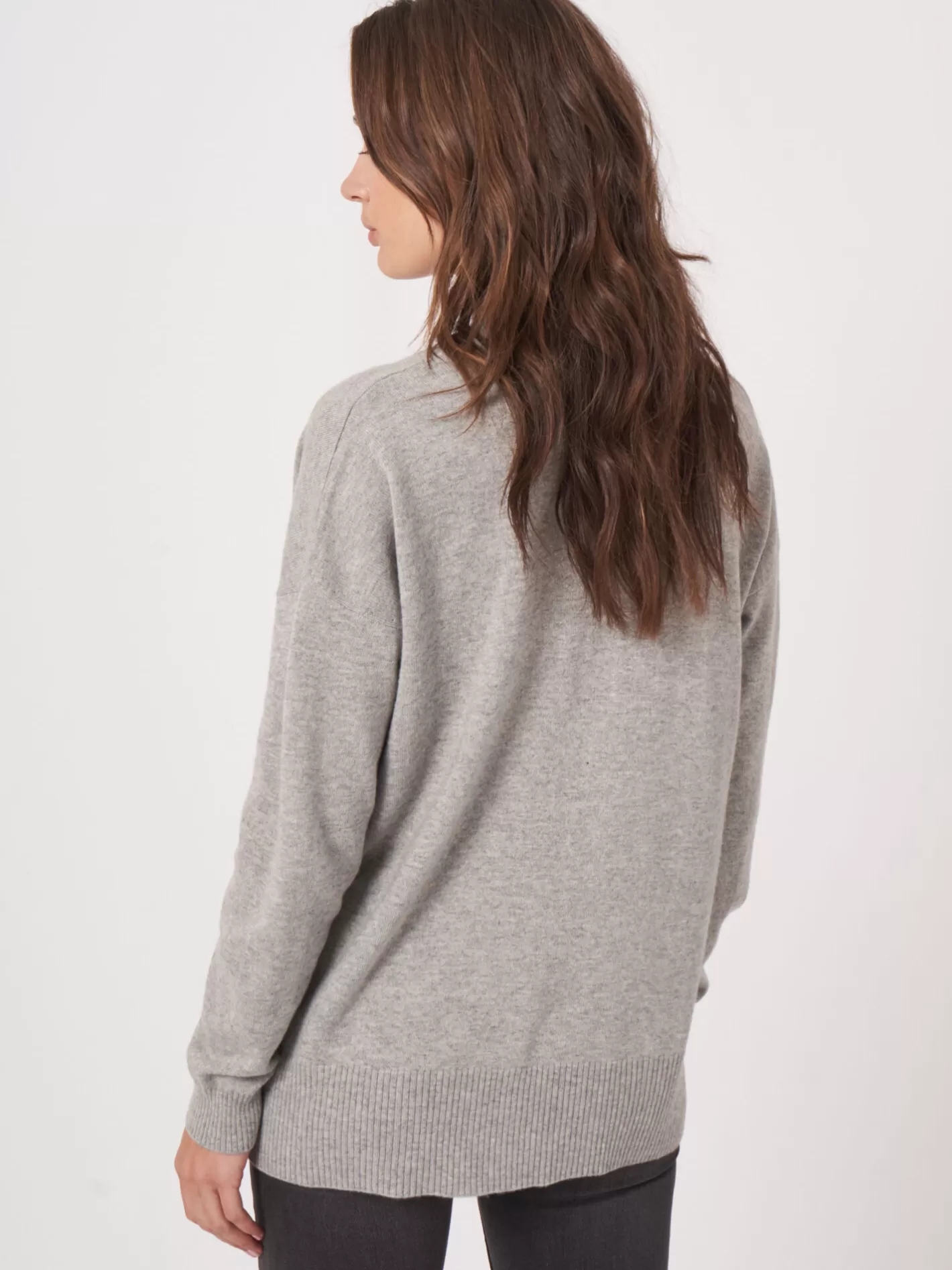 Organic Cashmere<REPEAT cashmere Open Front Cashmere Silk Blend Cardigan With Pockets Silver Grey