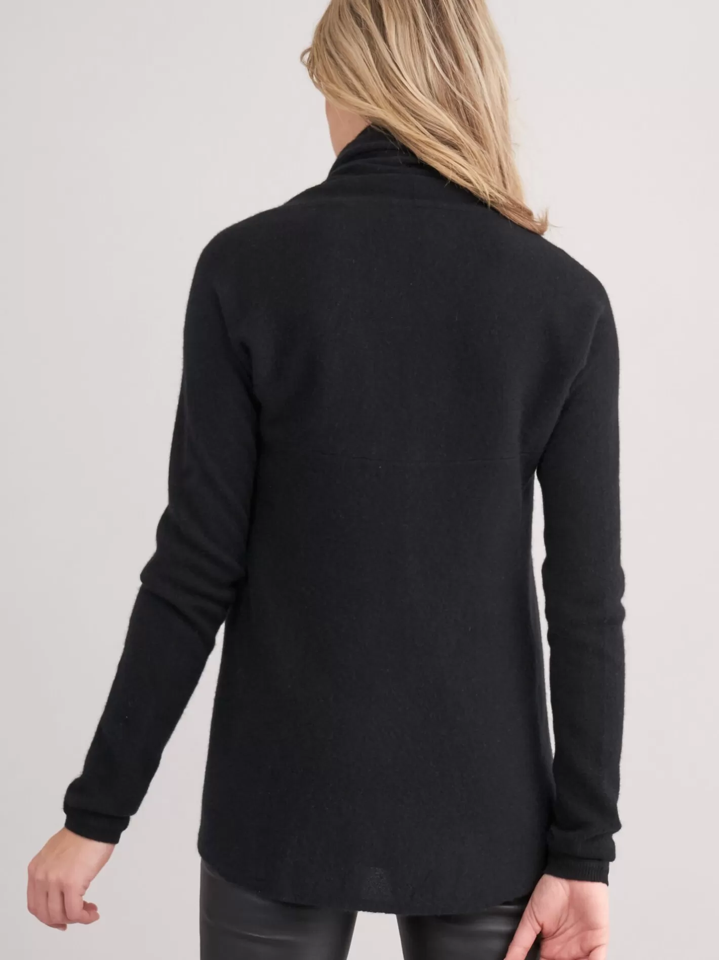 Cardigans<REPEAT cashmere Open Organic Cashmere Cardigan With Shawl Neck Black