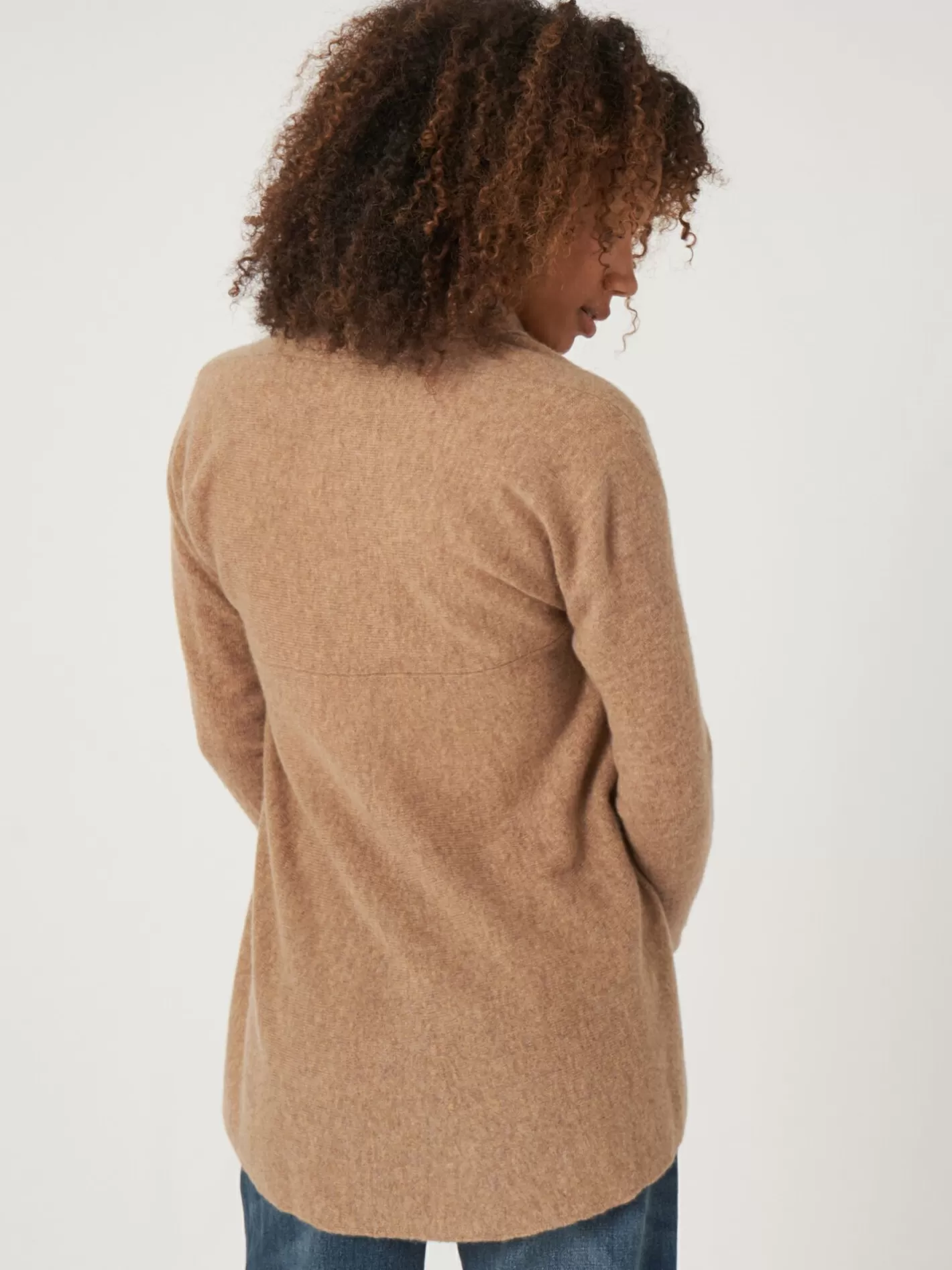 Cardigans<REPEAT cashmere Open Organic Cashmere Cardigan With Shawl Neck Camel