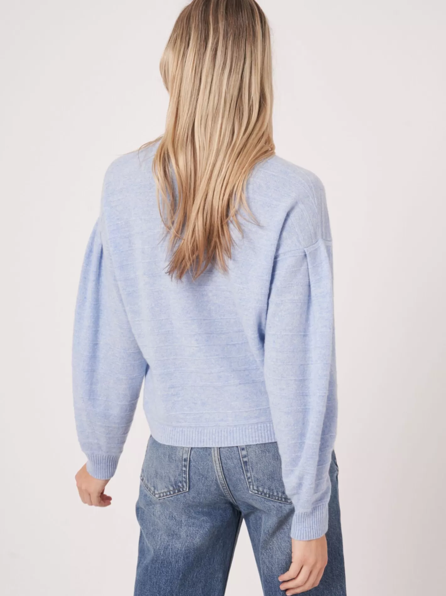 Organic Cashmere<REPEAT cashmere Organic Cashmere Cardigan With Knitted Stripes Sky