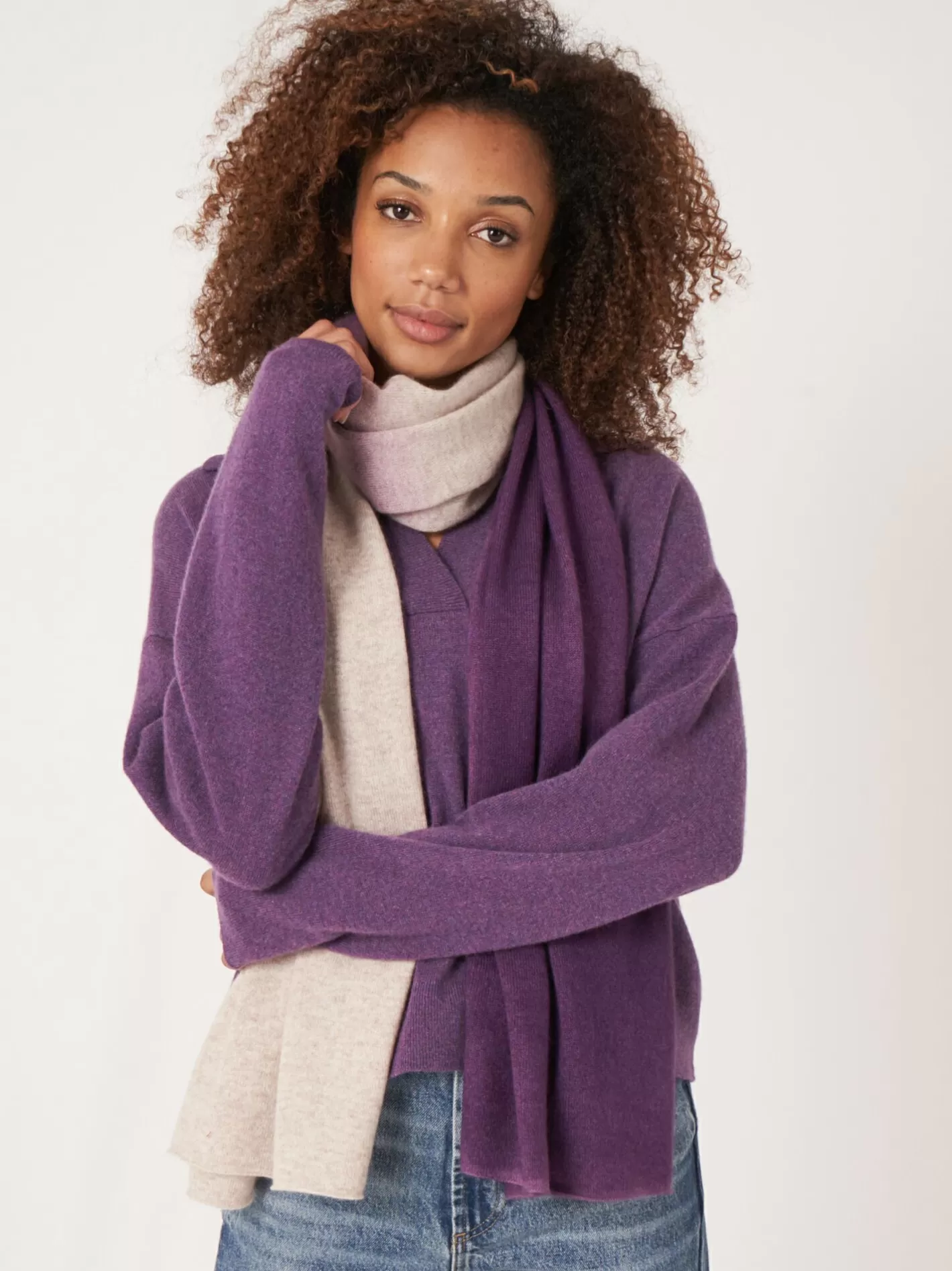 Scarves<REPEAT cashmere Organic Cashmere Dip Dye Scarf Amethyst