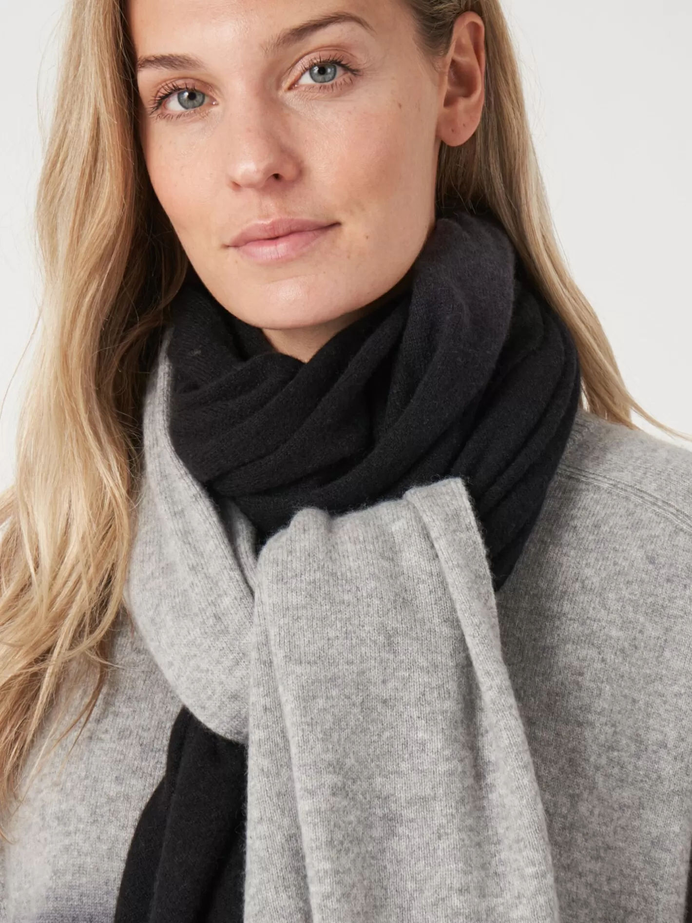 Scarves<REPEAT cashmere Organic Cashmere Dip Dye Scarf Black