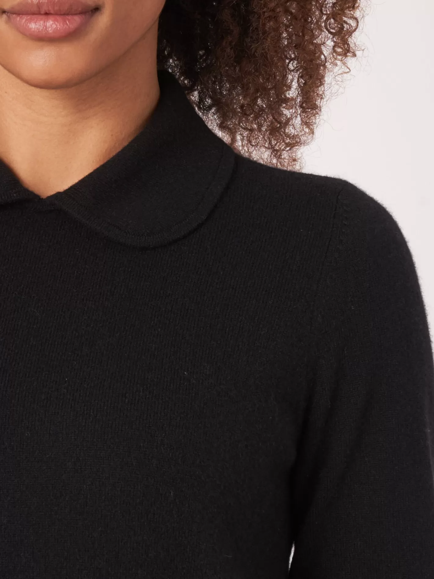 Organic Cashmere<REPEAT cashmere Organic Cashmere Jumper With Polo Neck And Front Pockets Black