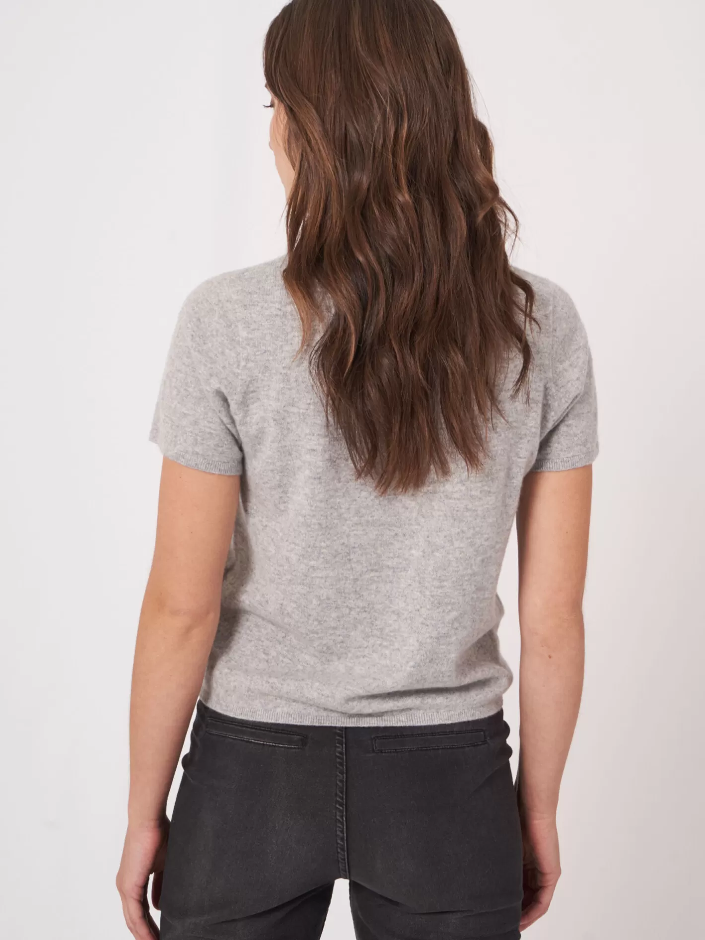 Organic Cashmere<REPEAT cashmere Organic Cashmere Seamless Knitted T-Shirt Silver Grey