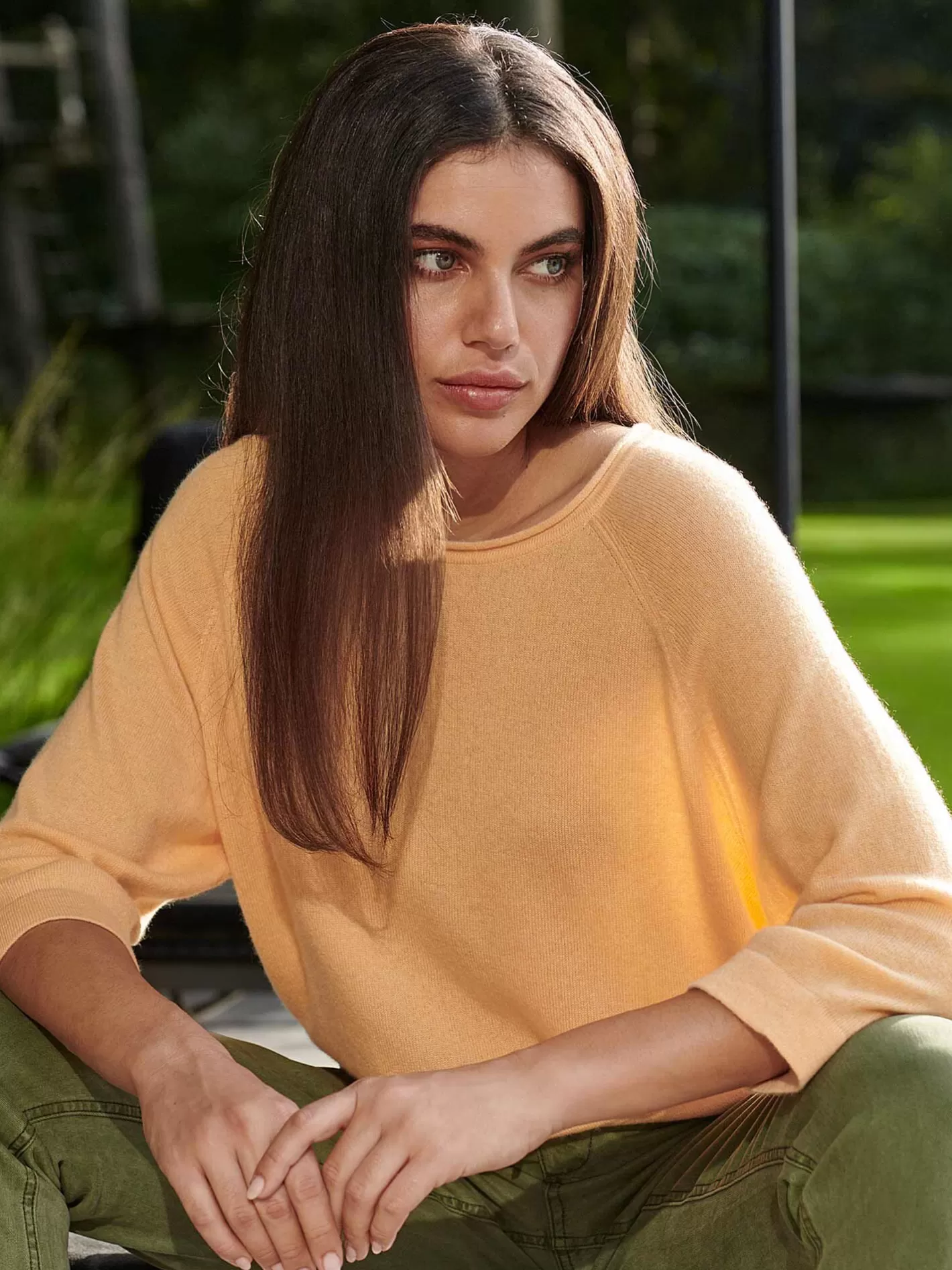 Organic Cashmere<REPEAT cashmere Organic Cashmere Sweater With 3/4 Raglan Sleeves Glow