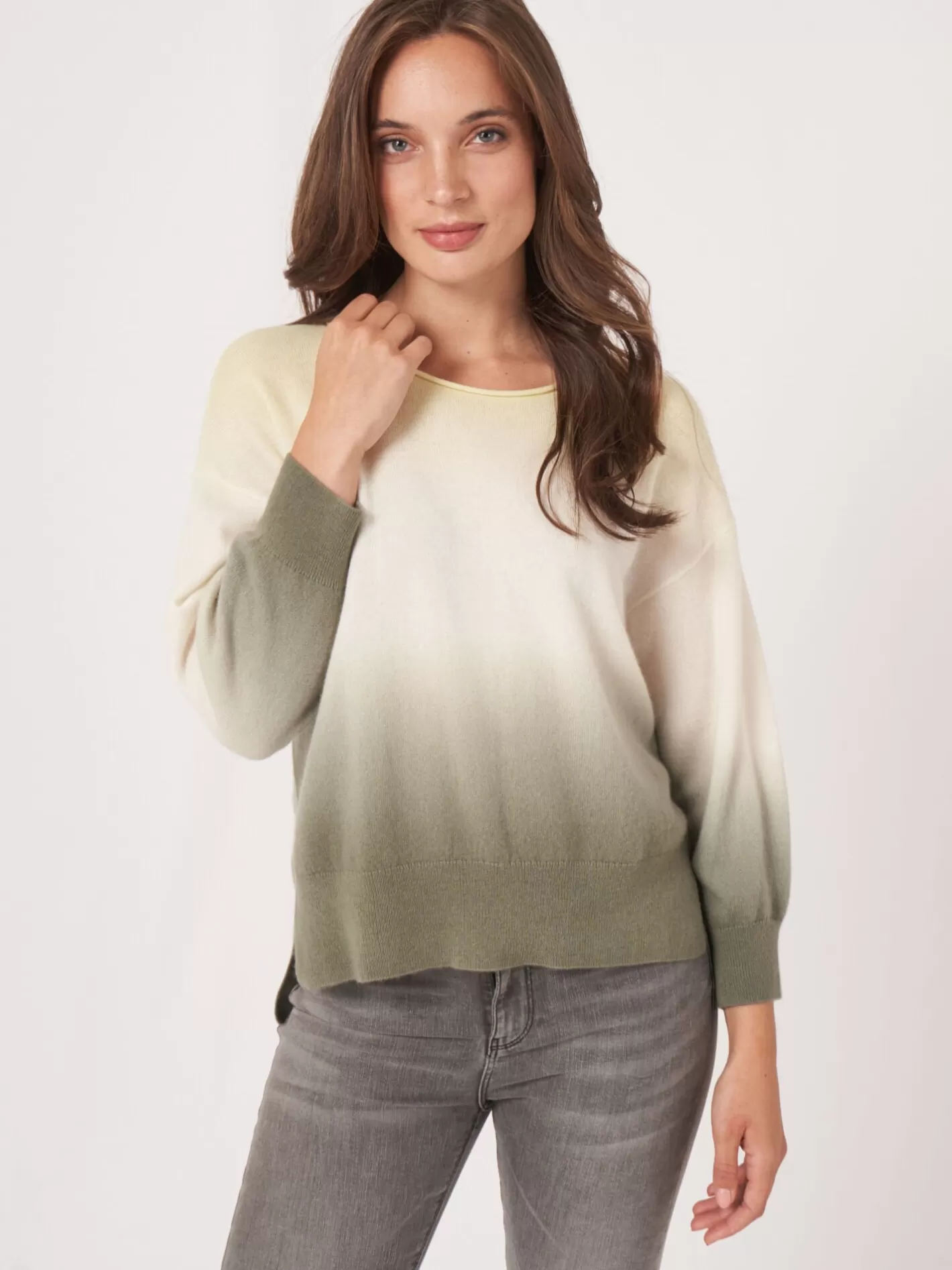 Organic Cashmere<REPEAT cashmere Organic Cashmere Sweater With Dip Dye Print Soda/Matcha