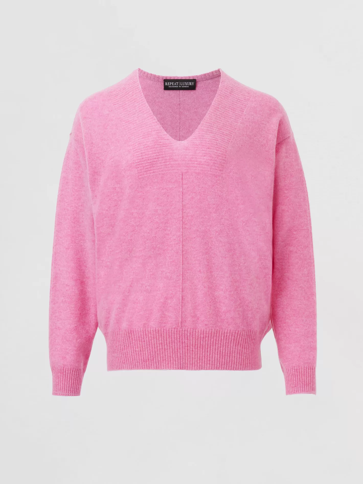 Organic Cashmere<REPEAT cashmere Organic Cashmere Sweater With Ribbed V-Neck Blossom