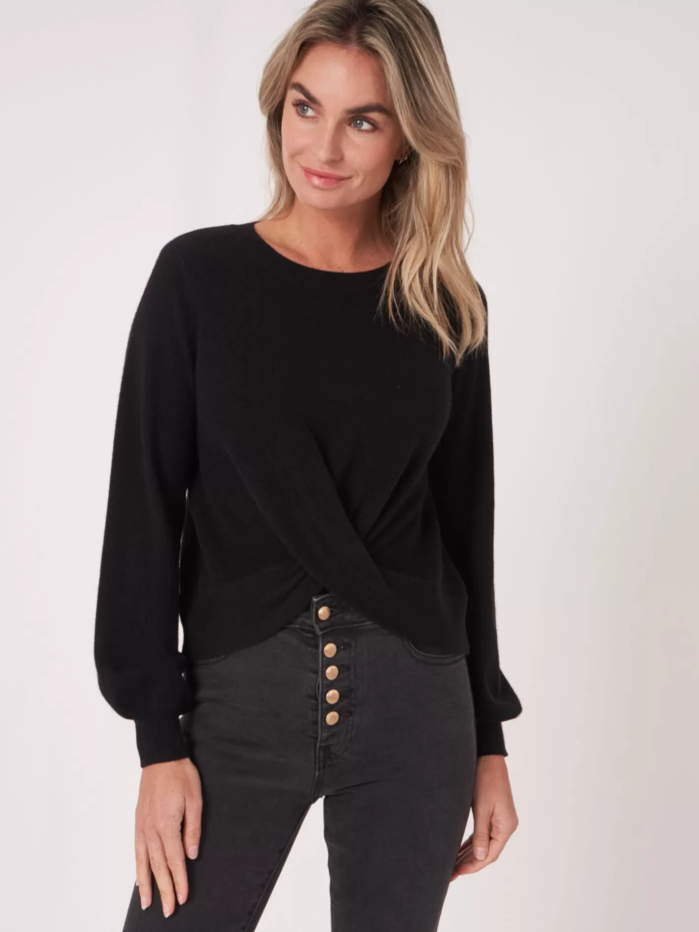 Organic Cashmere<REPEAT cashmere Organic Cashmere Sweater With Twisted Hem Black