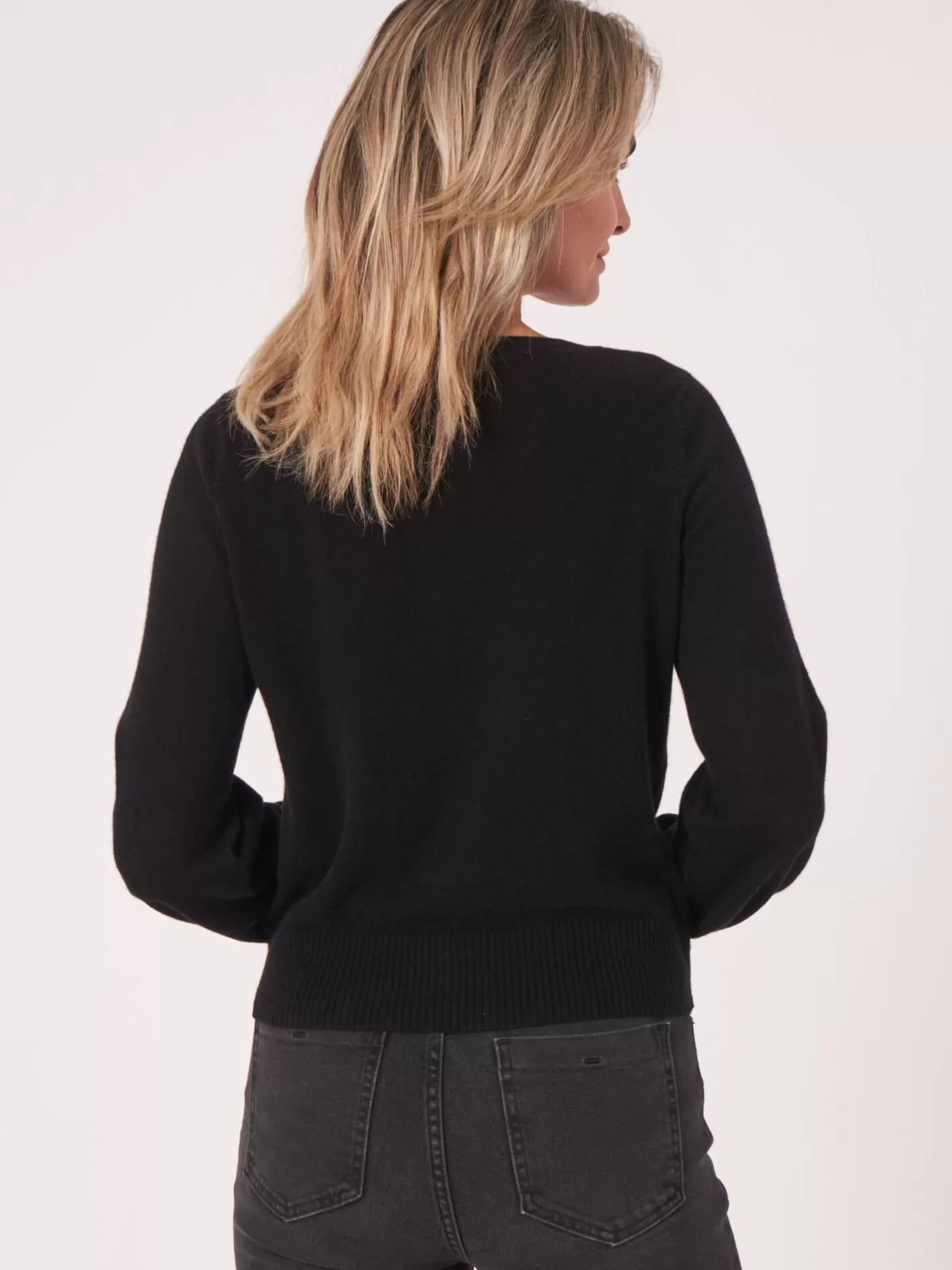 Organic Cashmere<REPEAT cashmere Organic Cashmere Sweater With Twisted Hem Black