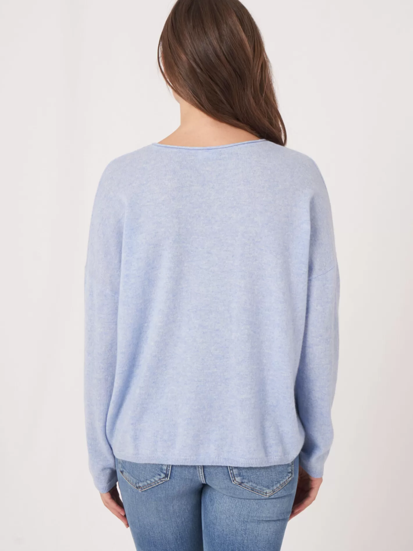 Organic Cashmere<REPEAT cashmere Oversized Organic Cashmere V-Neck Sweater Sky