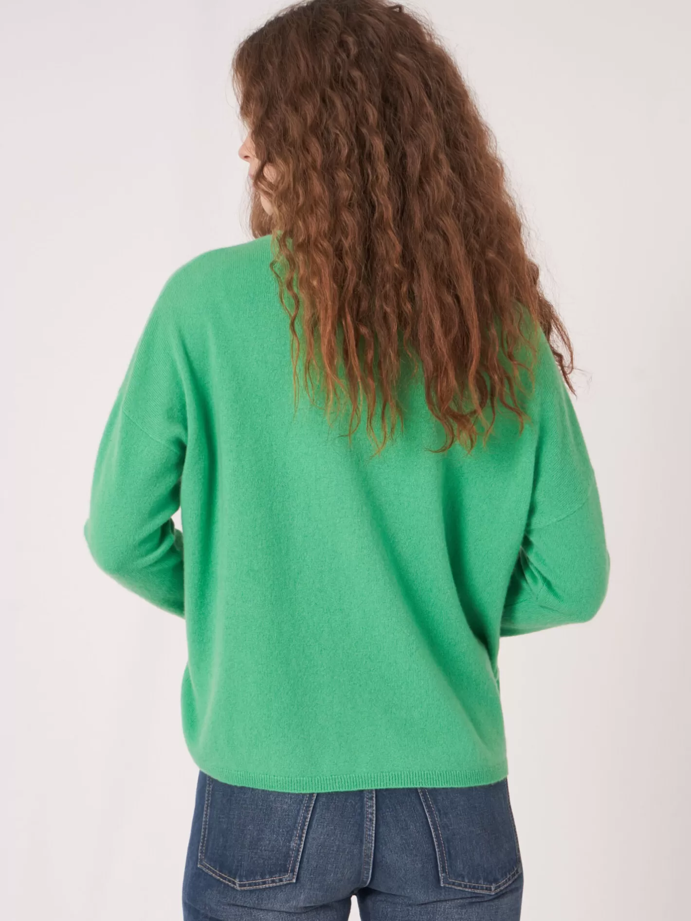 Organic Cashmere<REPEAT cashmere Oversized Organic Cashmere V-Neck Sweater Basil